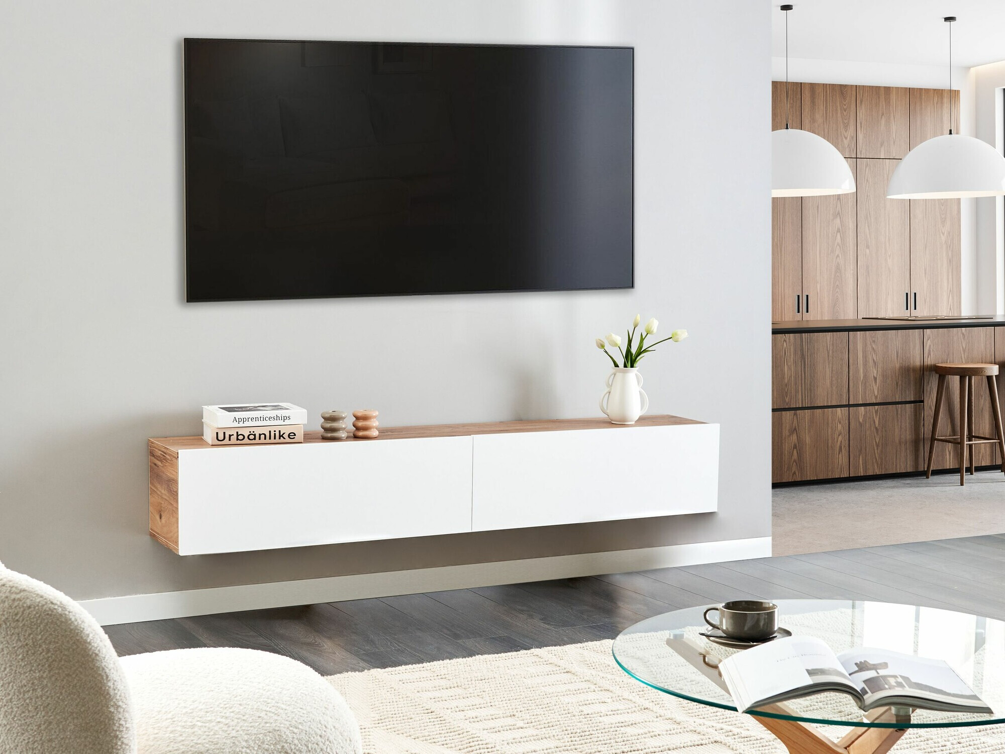 TV galds Berwyn 2664 (Balts + Brūns)