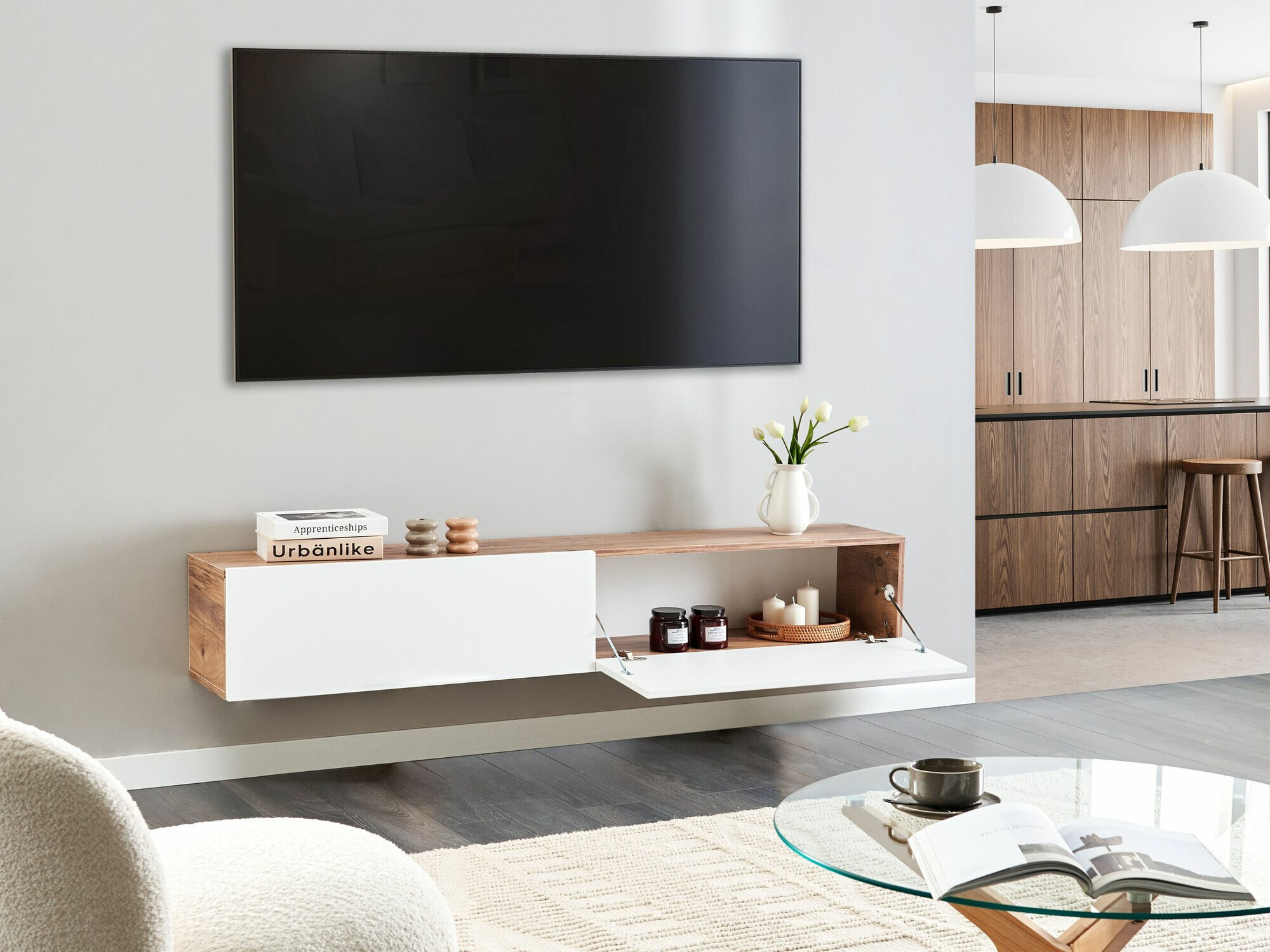 TV galds Berwyn 2664 (Balts + Brūns)