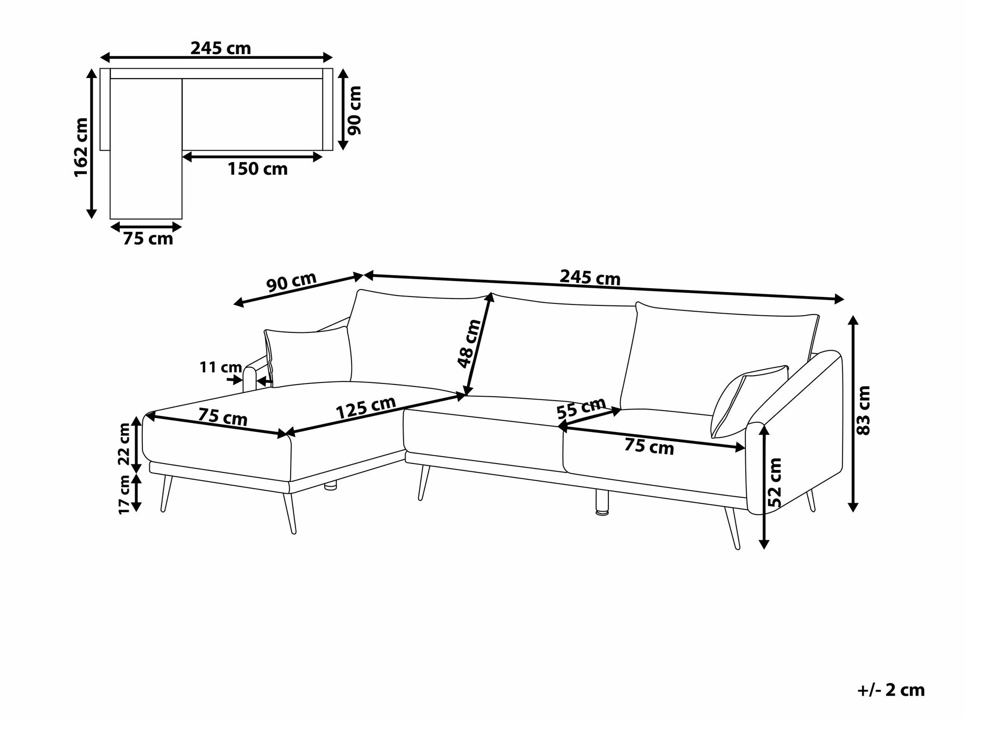 Stūra dīvāns Berwyn 1432 (Balts)
