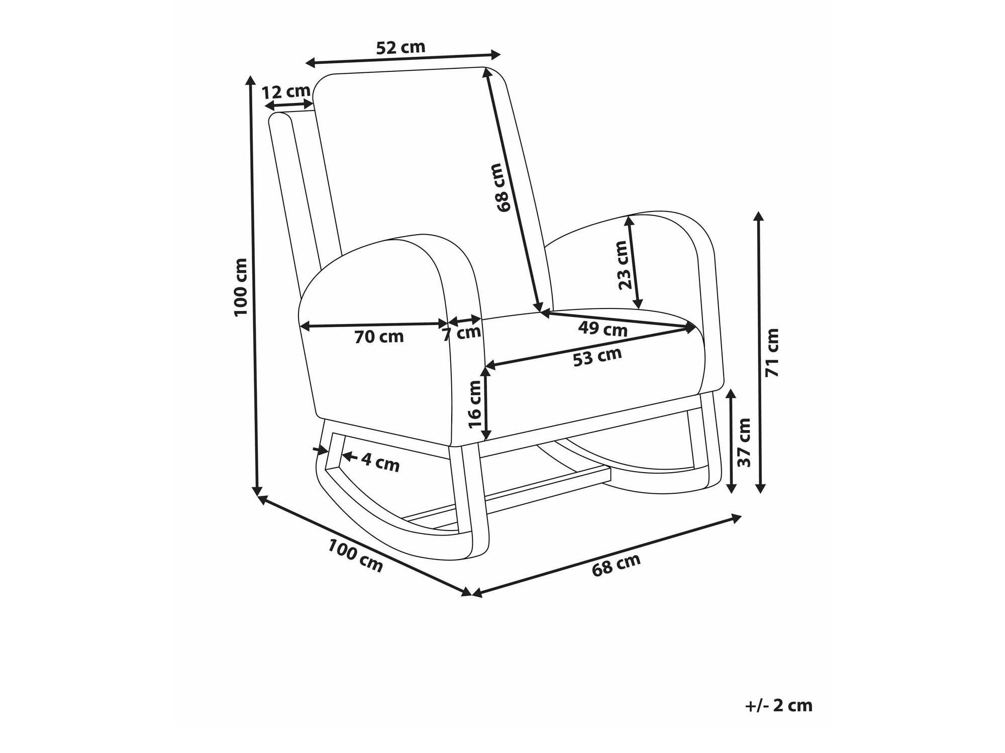 Šūpuļkrēsls Berwyn 2671 (Balts)
