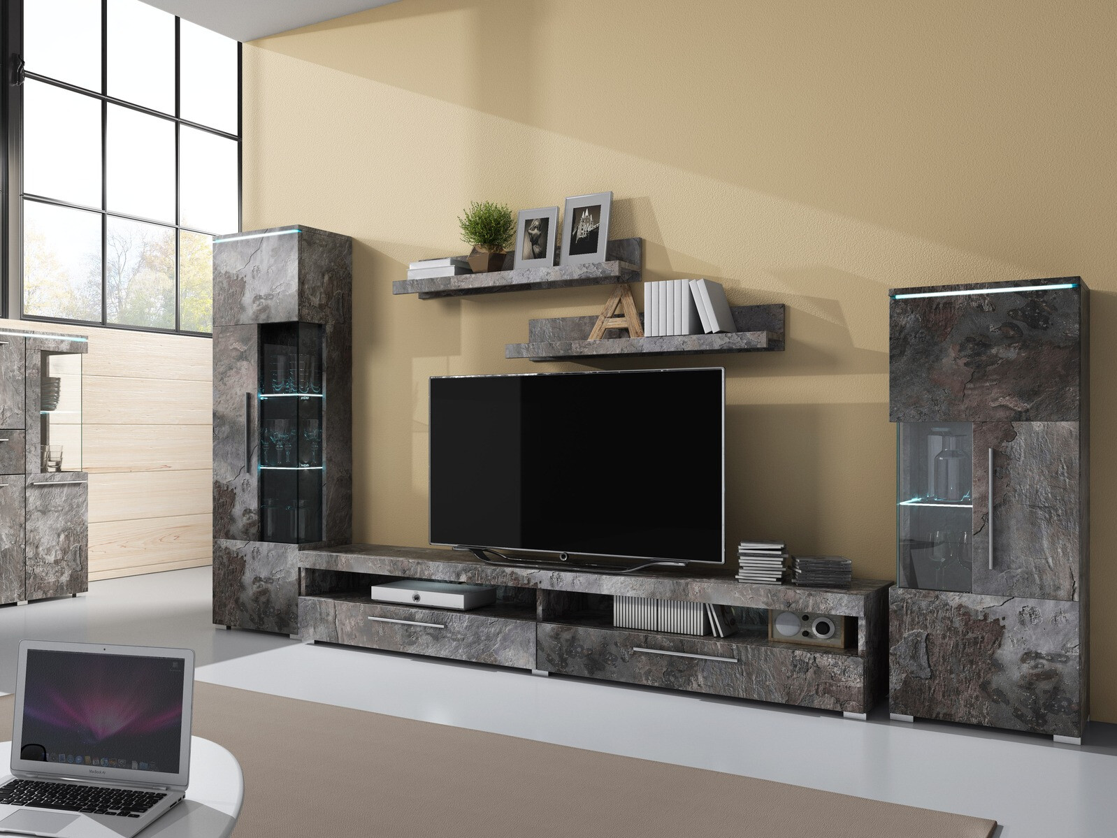 Piekaramo plauktu komplekts Torvire 105 (Tumšs betons)