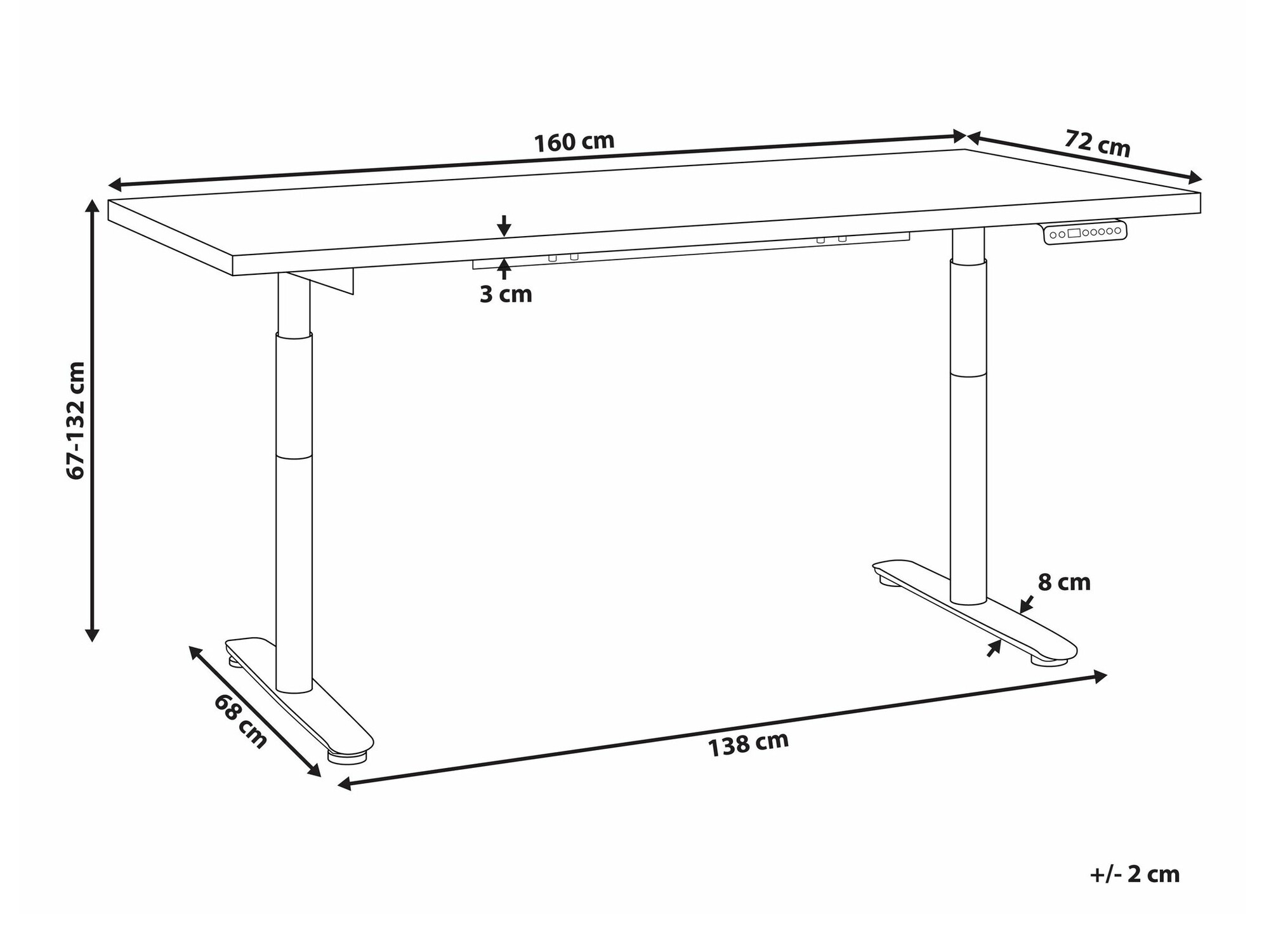 Рабочий стол с регулируемой высотой Berwyn 2680 (Серый)