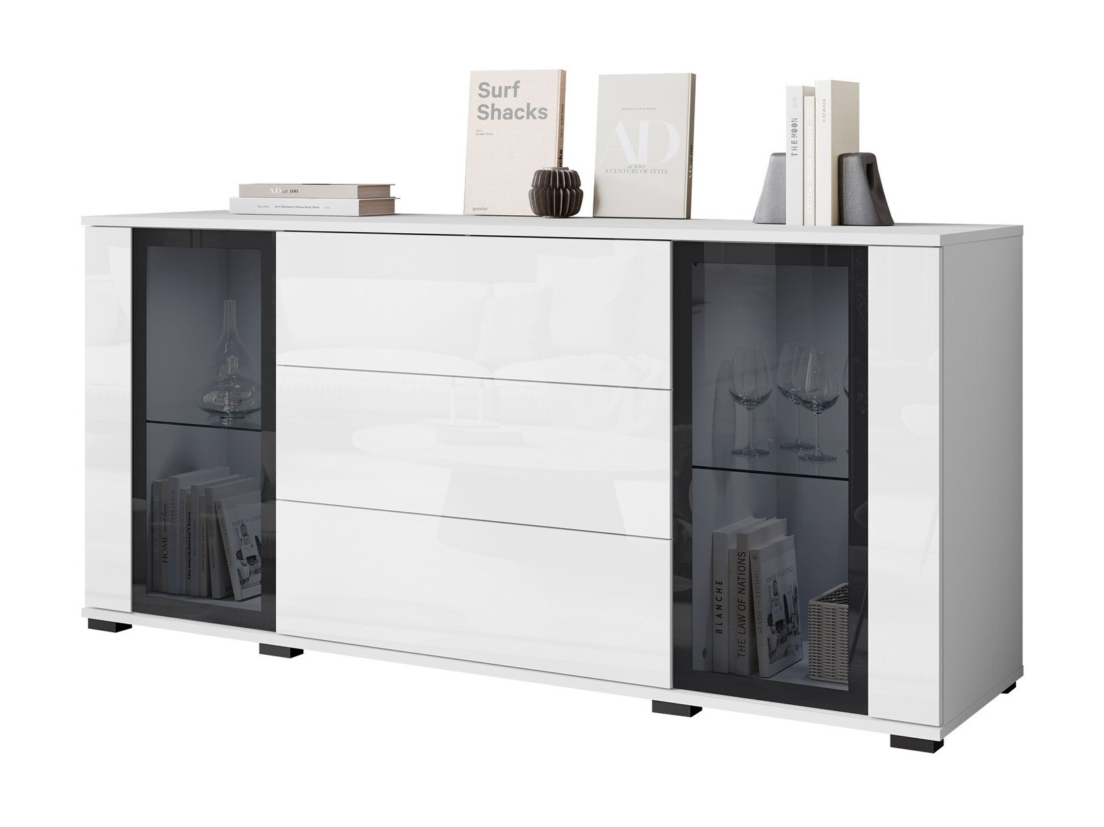 Kомод Torcame 101 (Белый + Глянцевый белый)