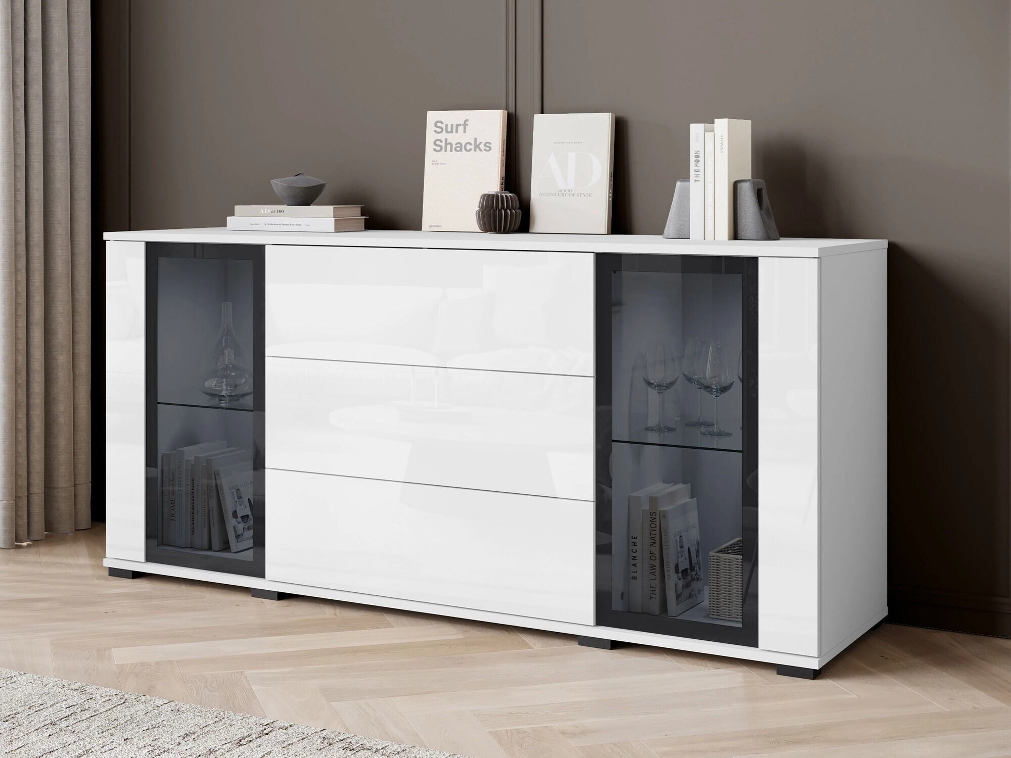 Kомод Torcame 101 (Белый + Глянцевый белый)