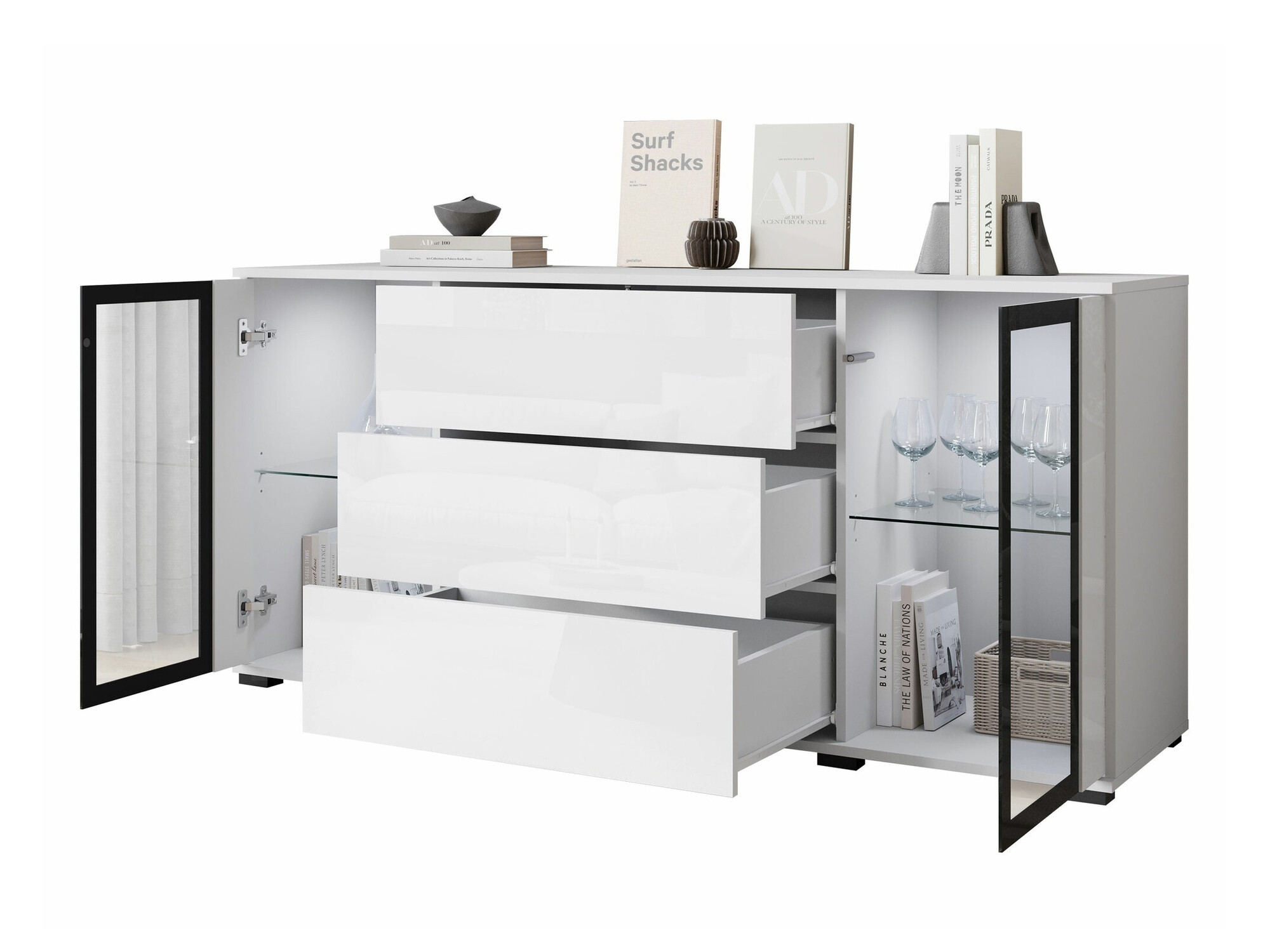 Kомод Torcame 101 (Белый + Глянцевый белый)