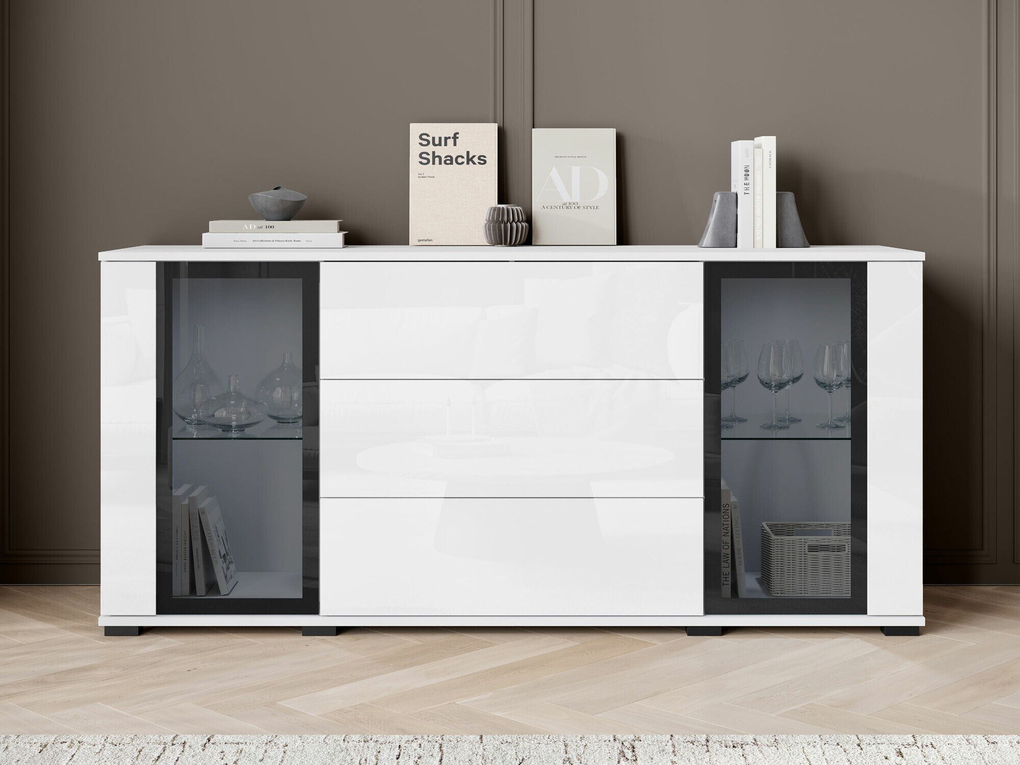 Kомод Torcame 101 (Белый + Глянцевый белый)