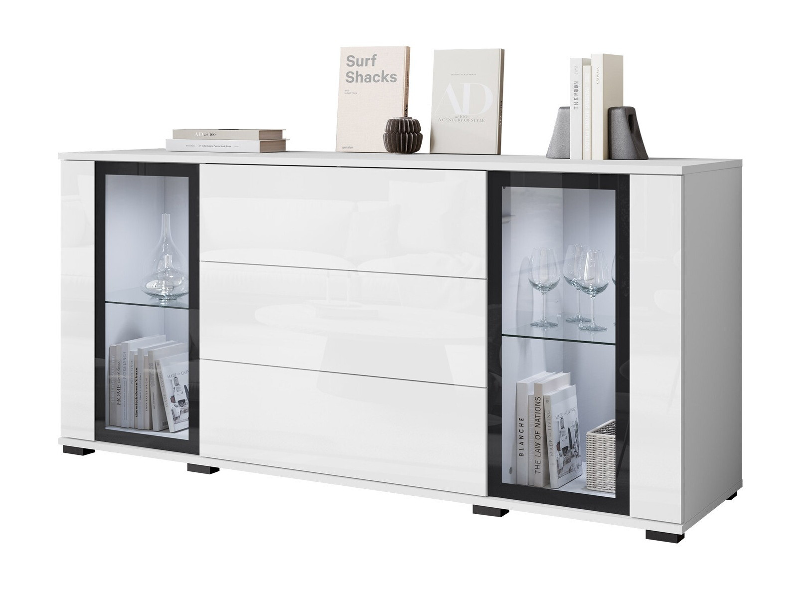 Kомод Torcame 101 (Белый + Глянцевый белый)