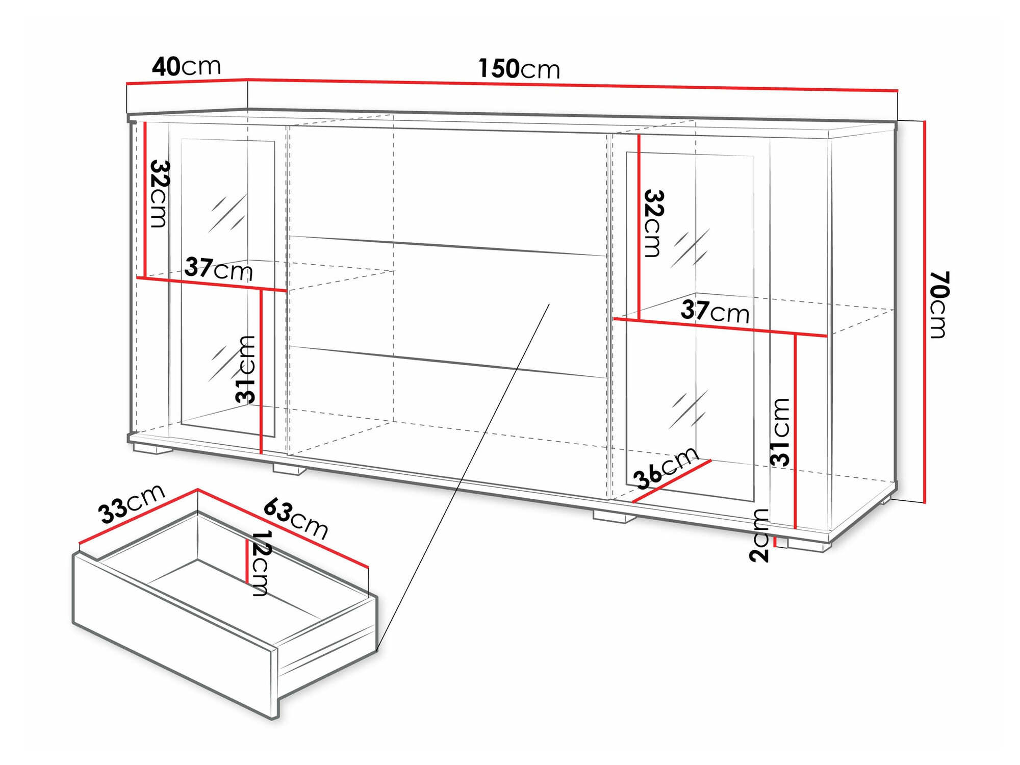 Kомод Torcame 101 (Белый + Глянцевый белый)