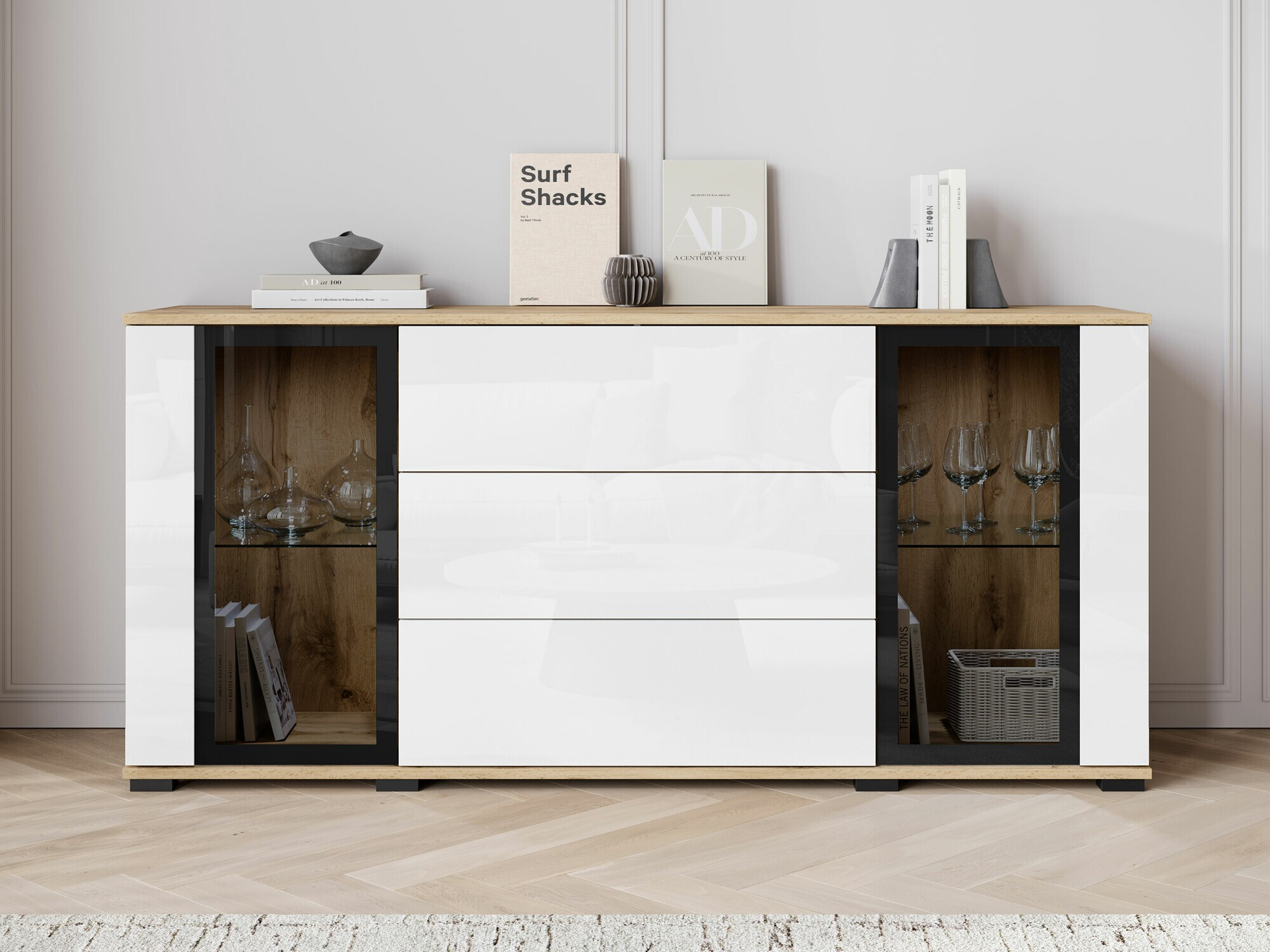 Kumode Torcame 101 (Votan ozols + Glancēts balts)