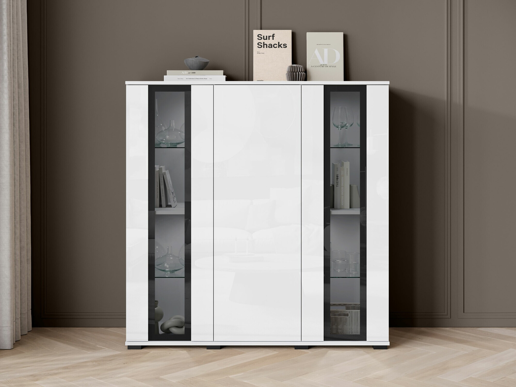 Шкафчик Torcame 100 (Белый + Глянцевый белый)