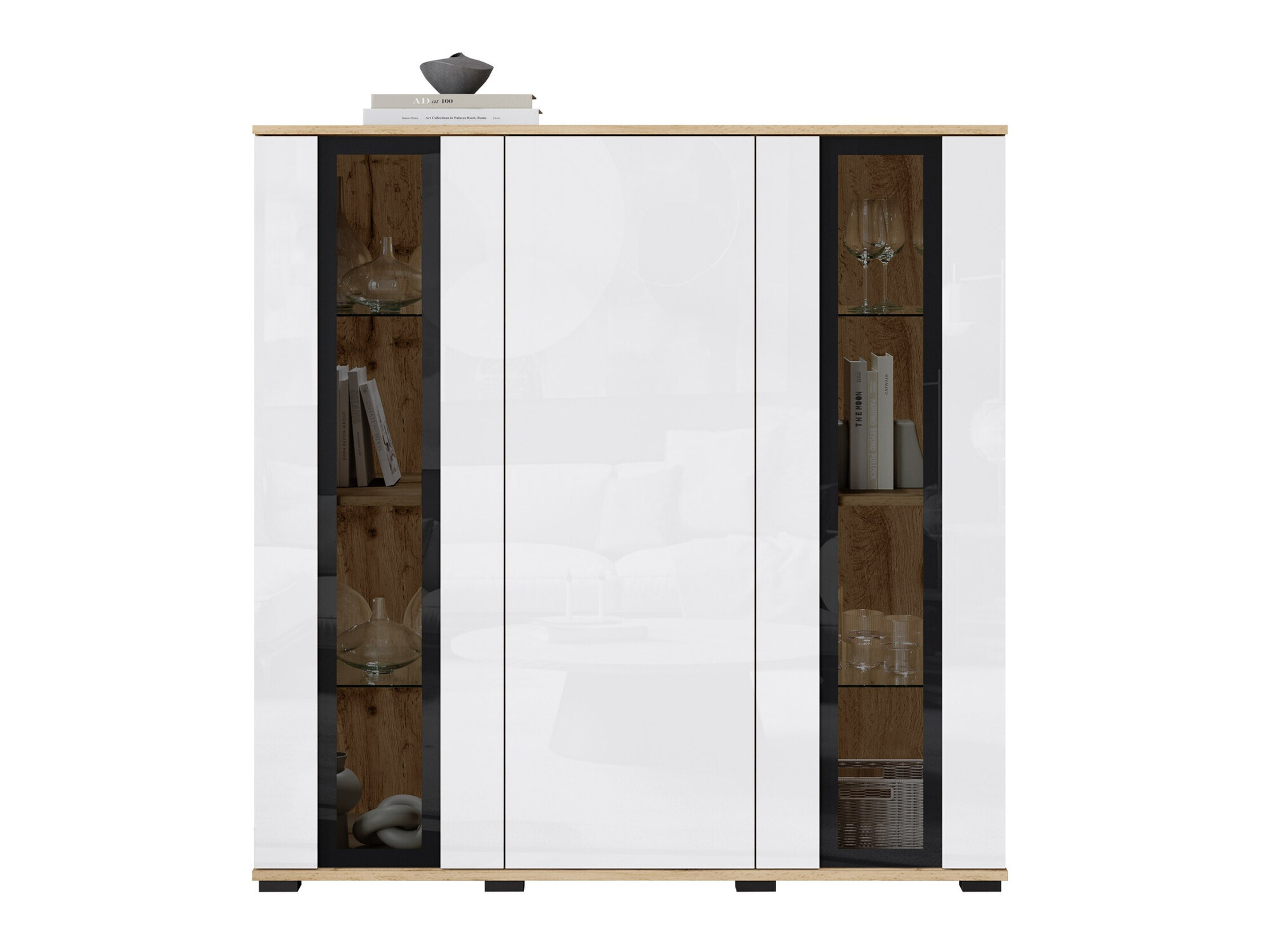 Skapis Torcame 100 (Votan ozols + Glancēts balts)