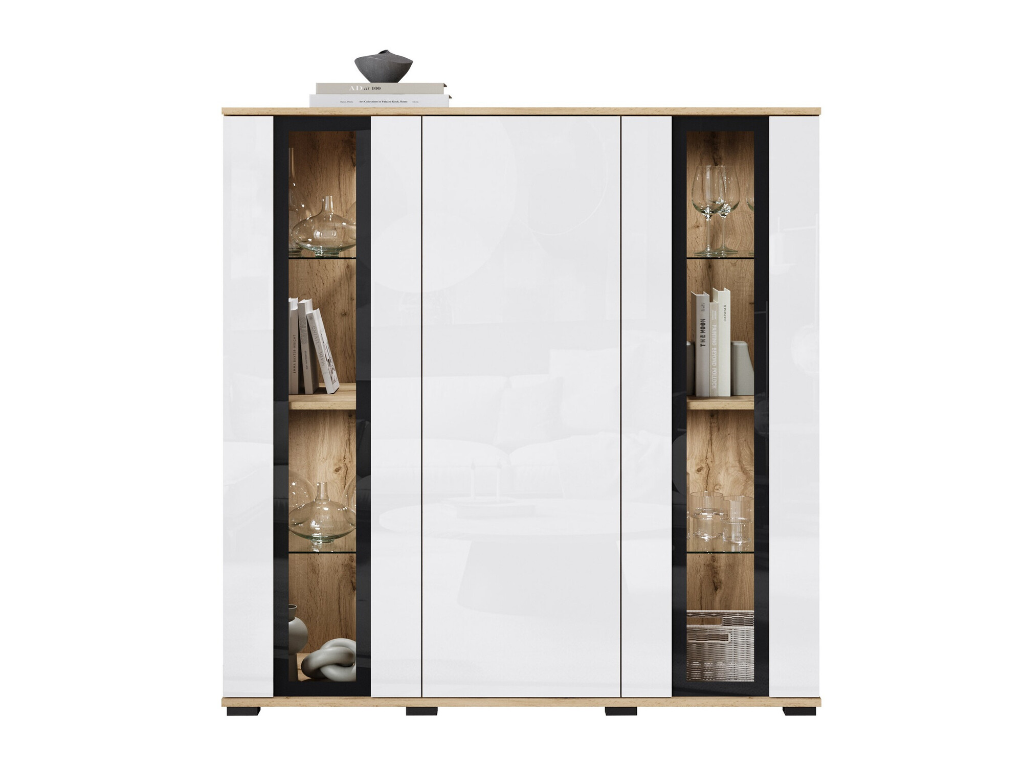 Skapis Torcame 100 (Votan ozols + Glancēts balts)