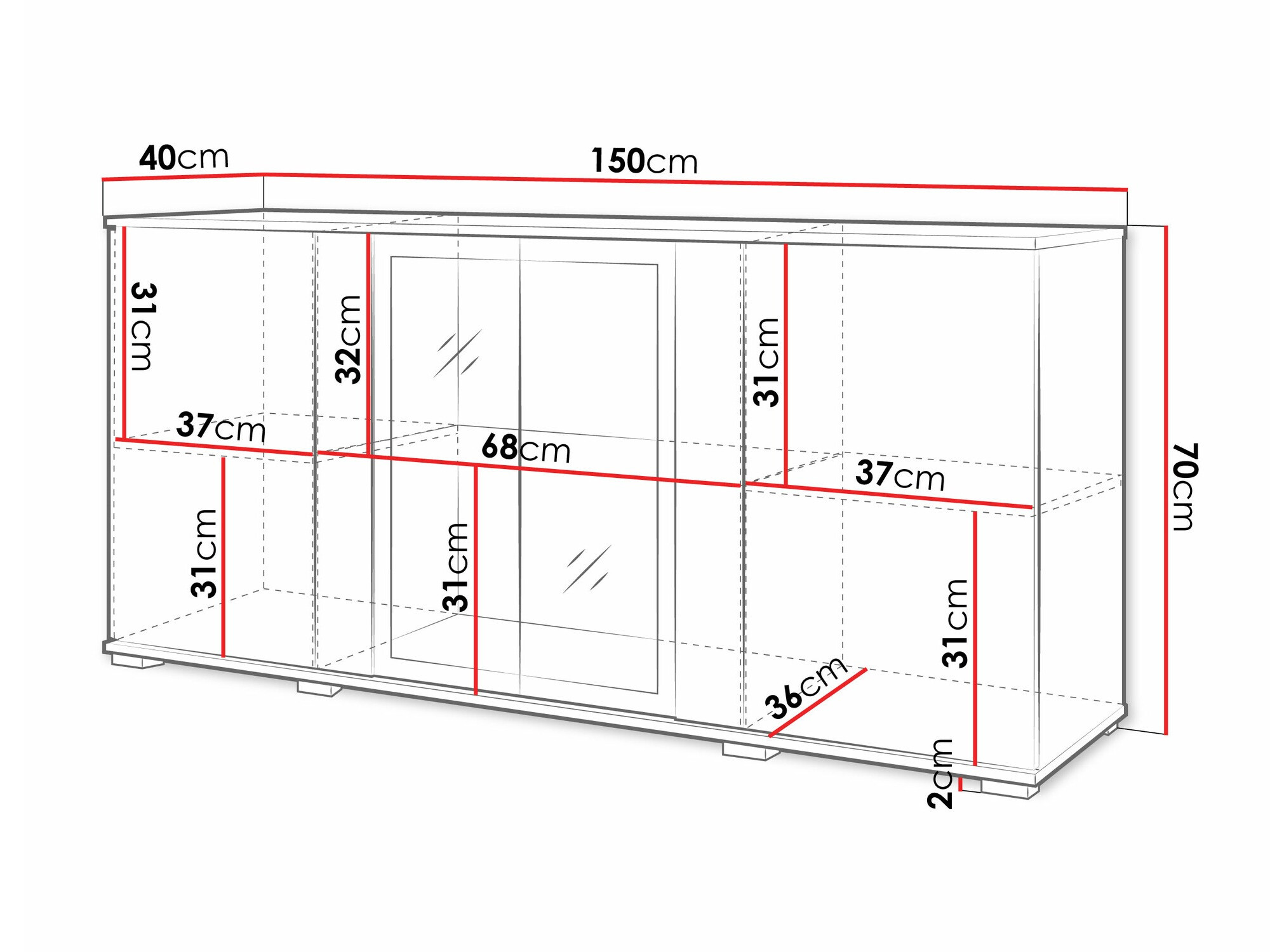 Skapis Torcame 102 (Votan ozols + Glancēts balts)