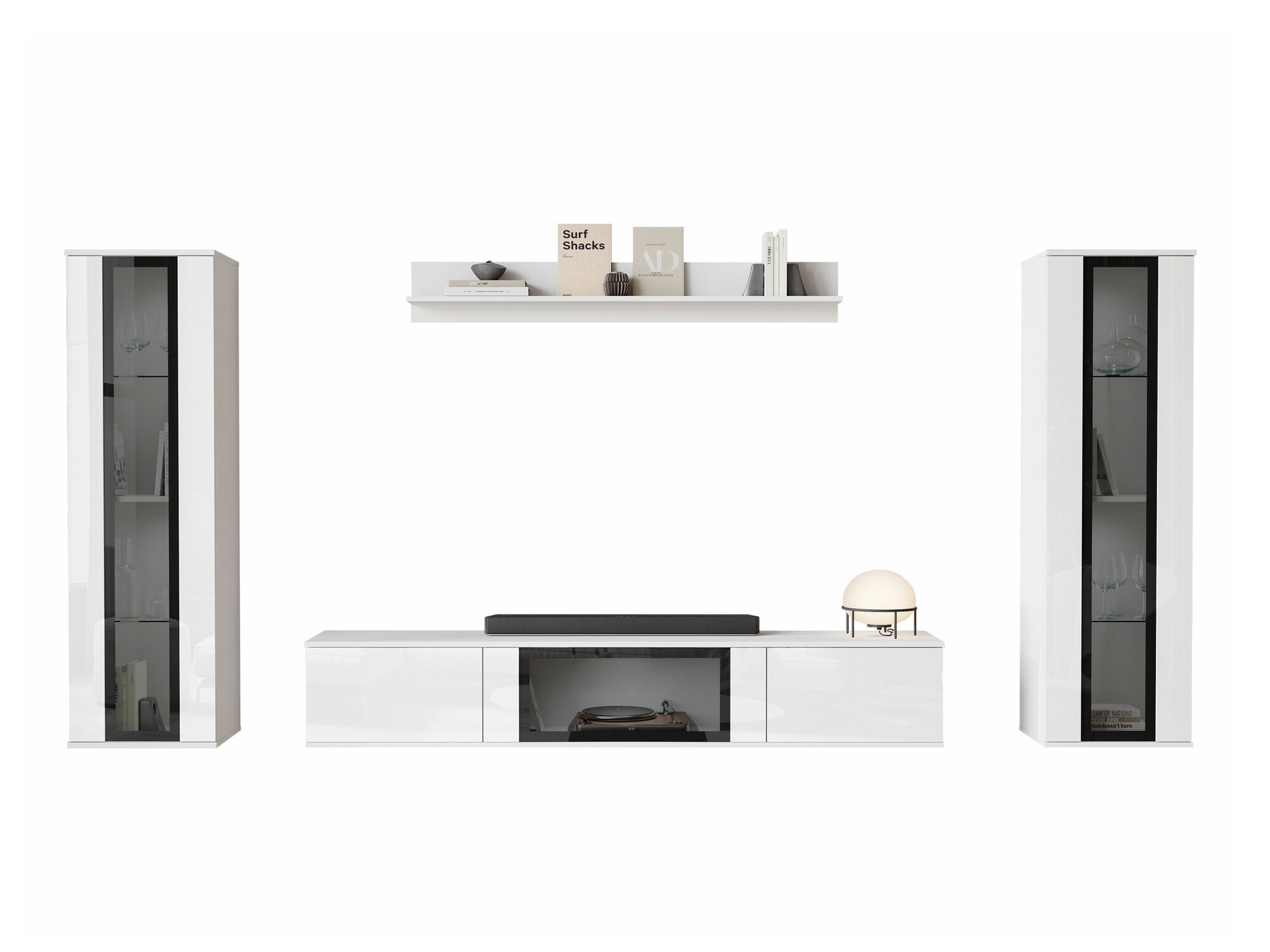 Viesistabas komplekts Torcame 103 (Balts + Glancēts balts)