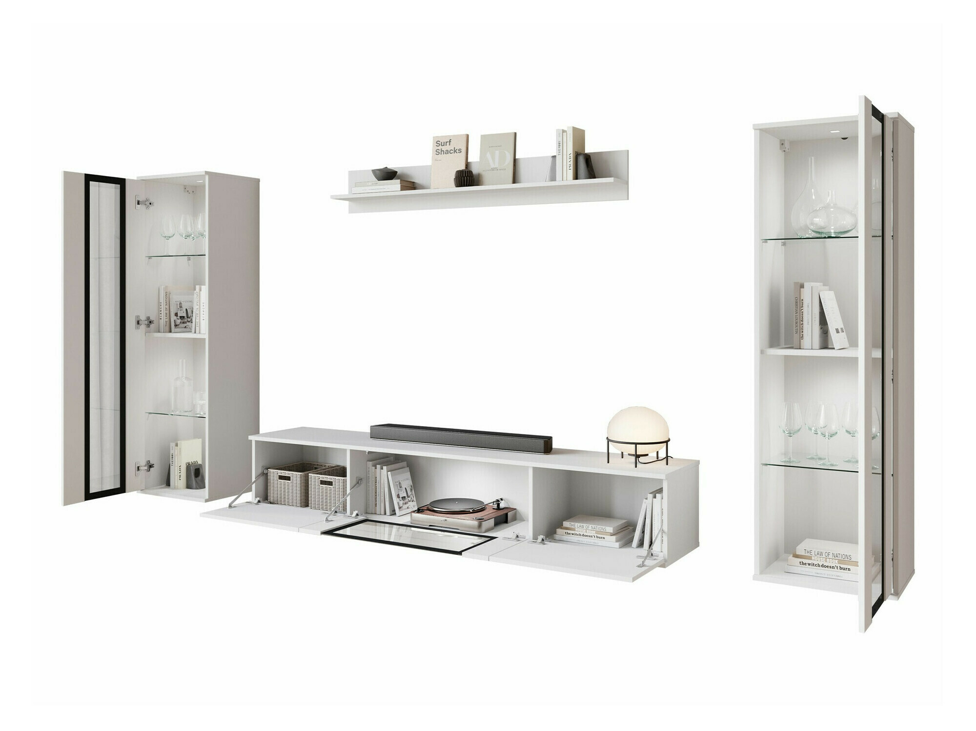 Набор для гостиной Torcame 103 (Дуб вотан + Глянцевый белый)