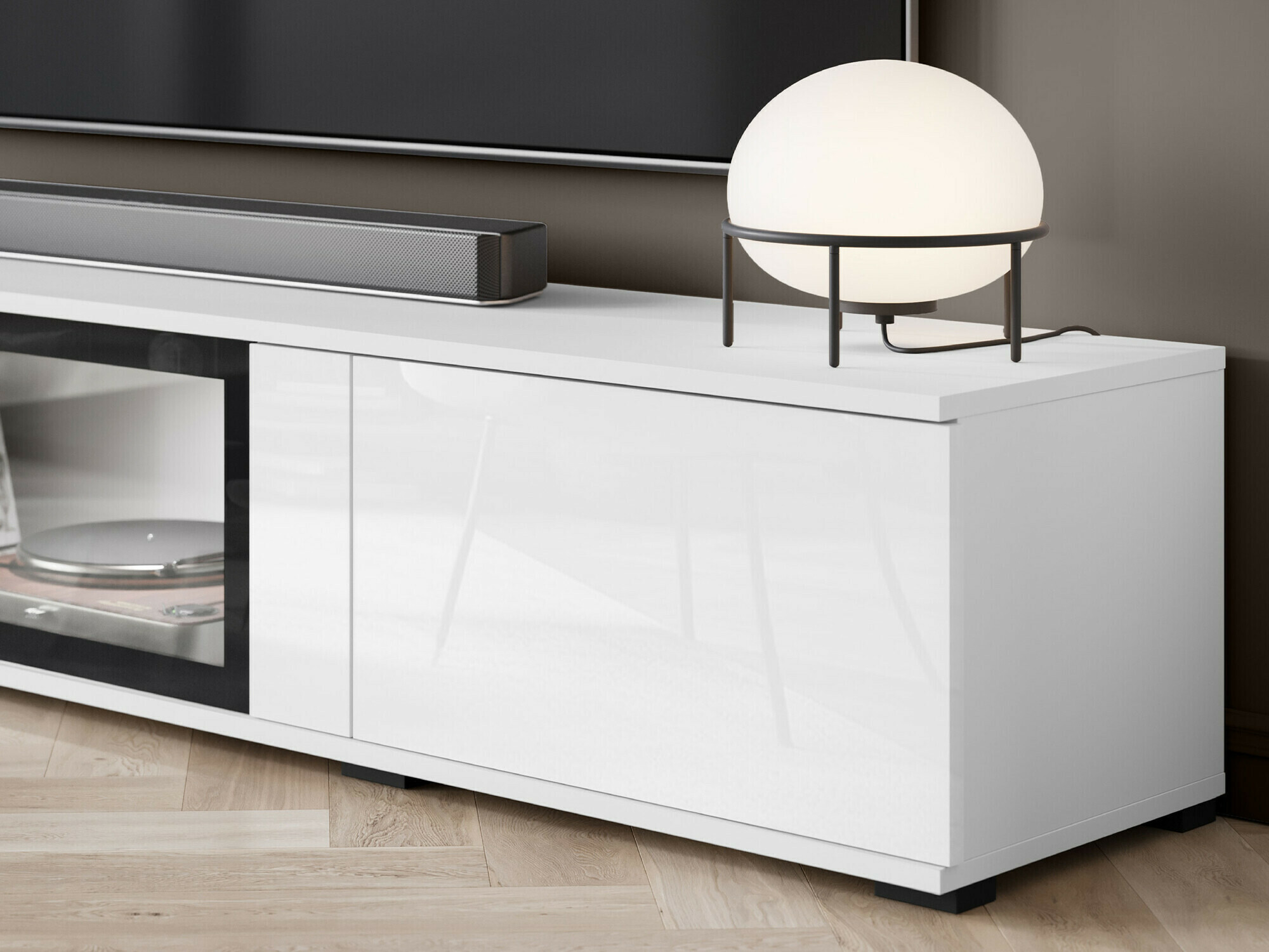 Viesistabas komplekts Torcame 103 (Balts + Glancēts balts)