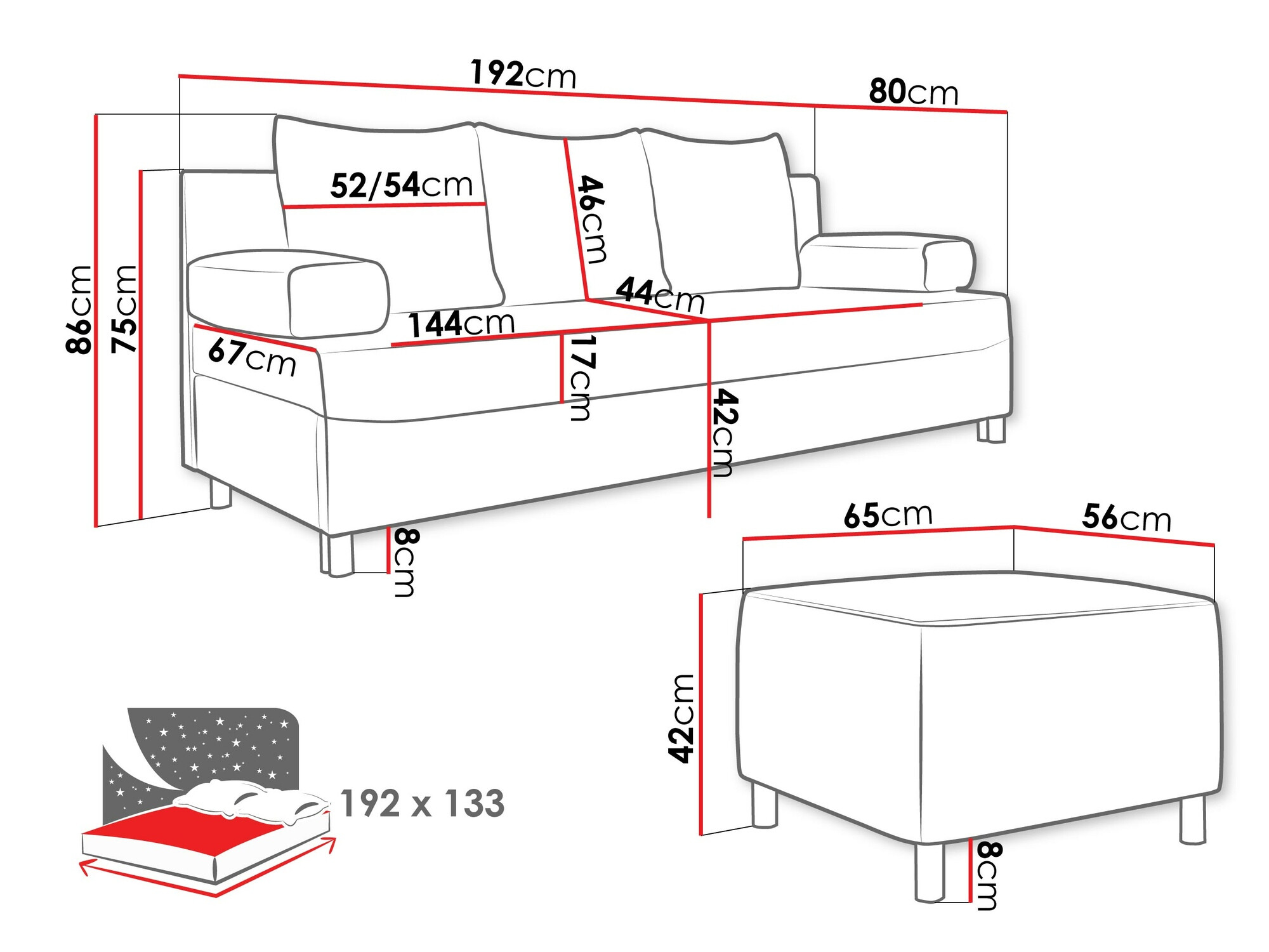 Комплект мягкой мебели Comfivo 108 (Alova 04 + Alova 46)