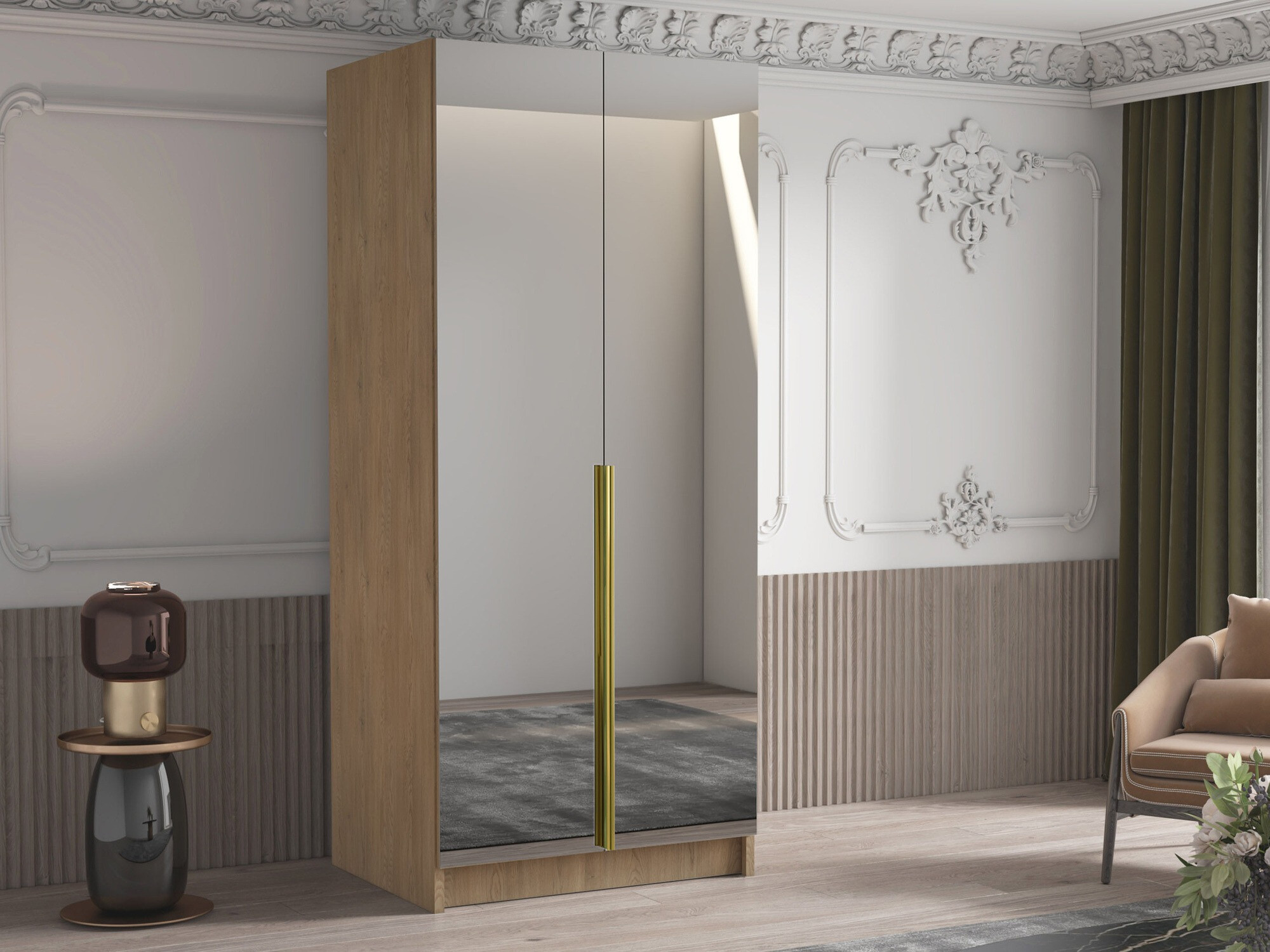 Шкаф Closico 193 (Светлое дерево + Золотой)