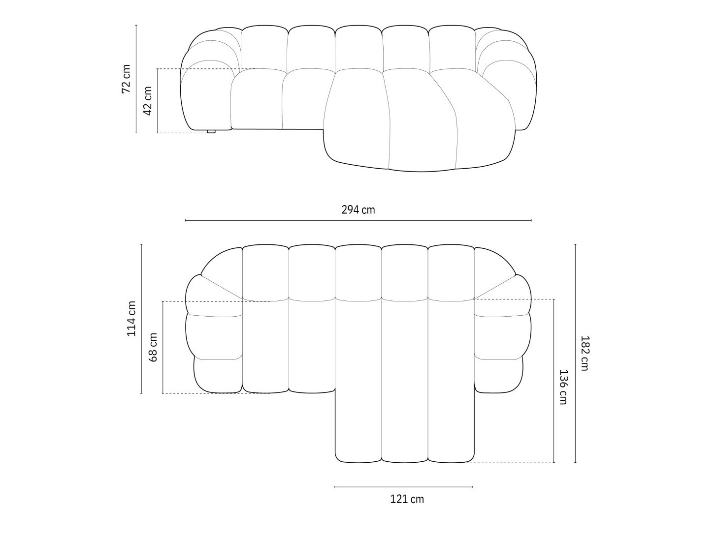 Stūra dīvāns Cirnolu 105 (Bubble 17)