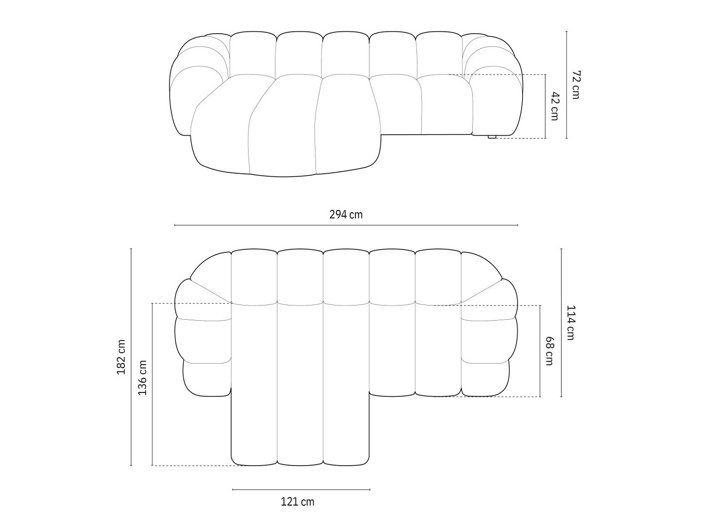Stūra dīvāns Cirnolu 105 (Bubble 7)