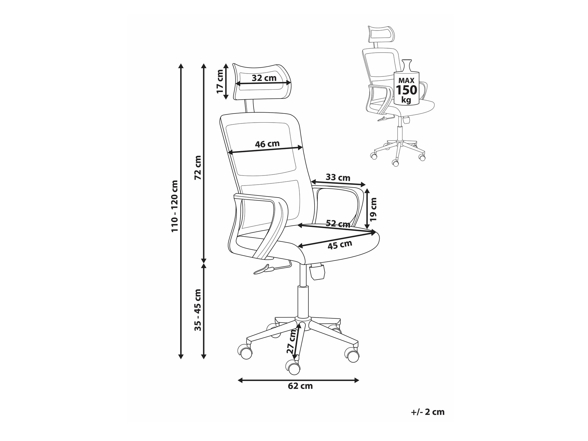 Biroja krēsls Berwyn 2685 (Gaiši pelēks)