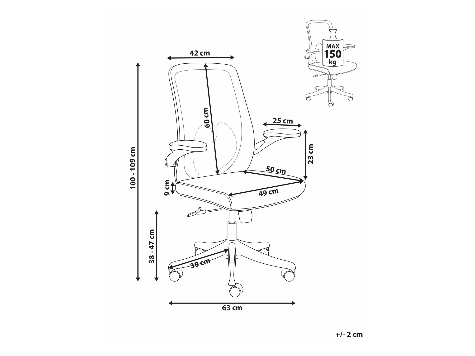 Biroja krēsls Berwyn 2687 (Pelēks)