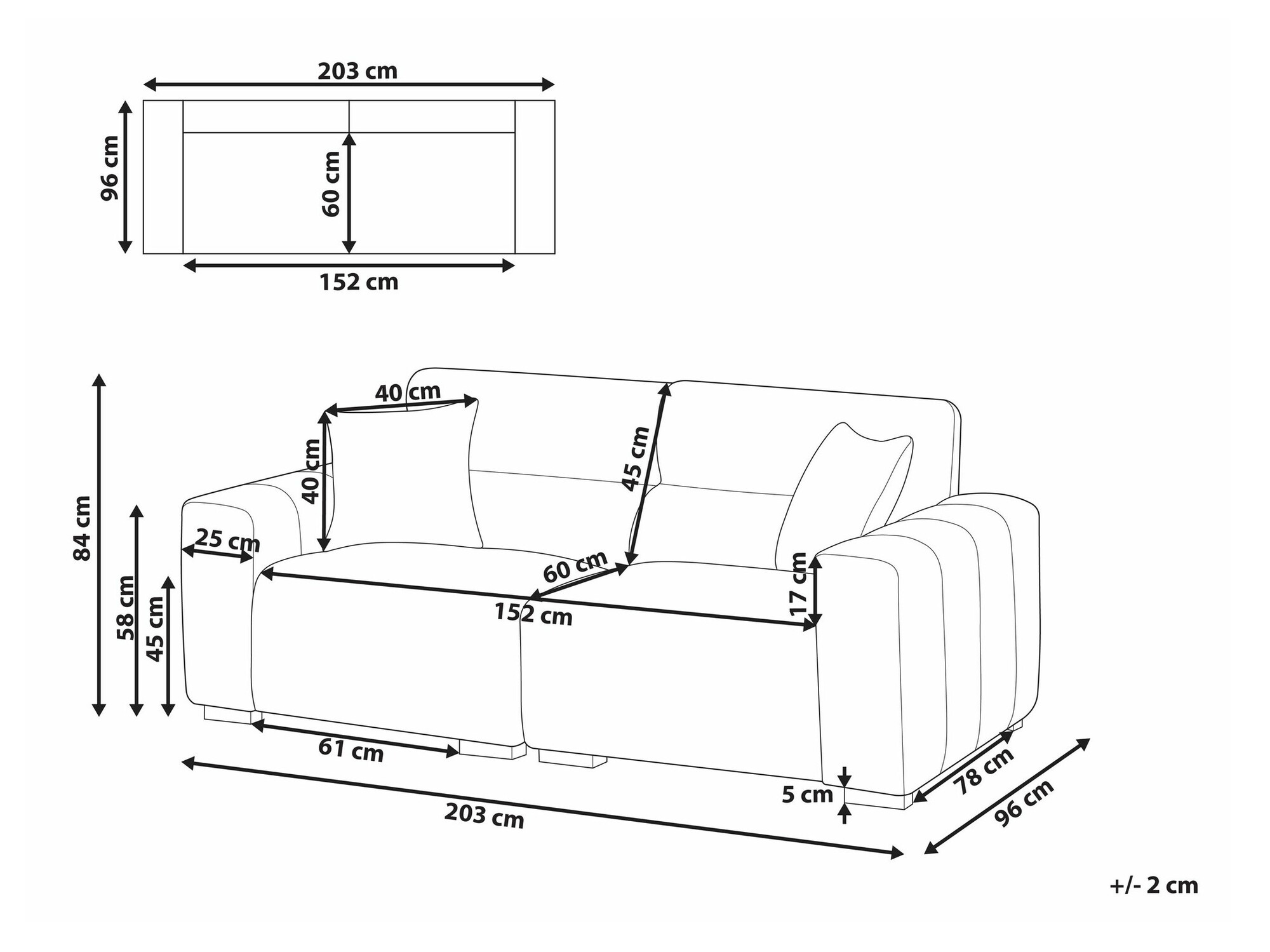 Dīvāns Berwyn 2691 (Melns)