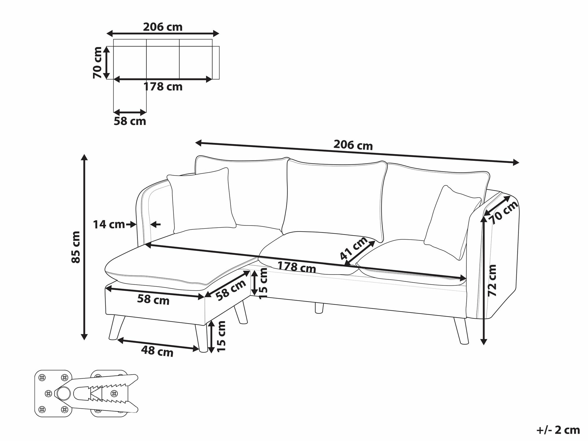Mīksto mēbeļu komplekts Berwyn 2696 (Gaiši brūns)