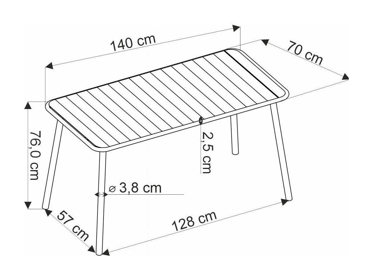 Dārza galds Houston 1960 (Melns)