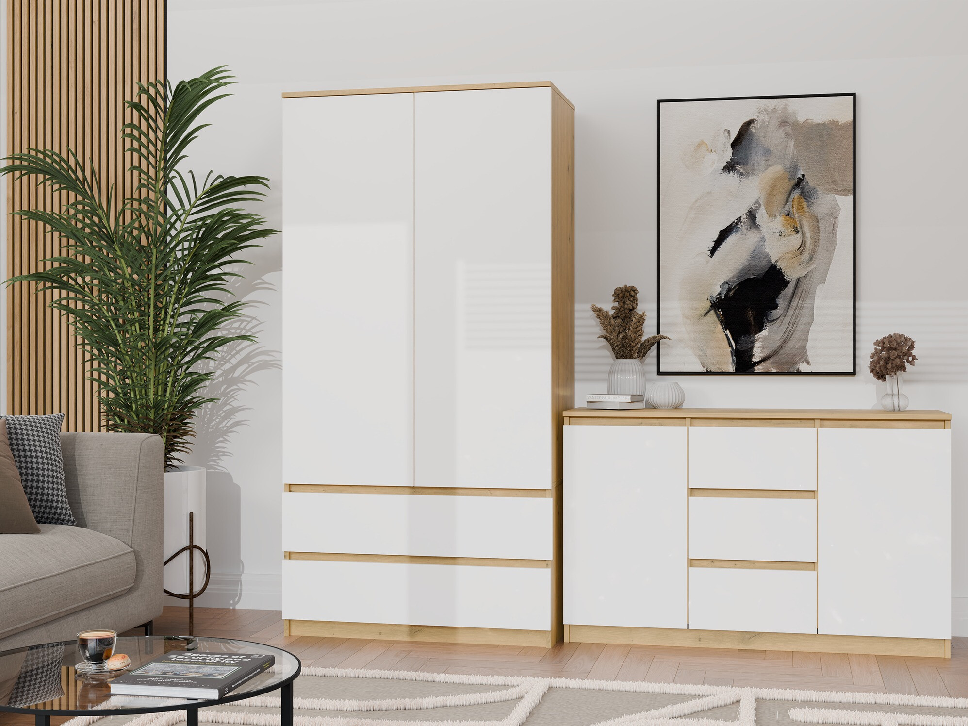 Kumode Elbvelu 112 (Balts + Artisan ozols)