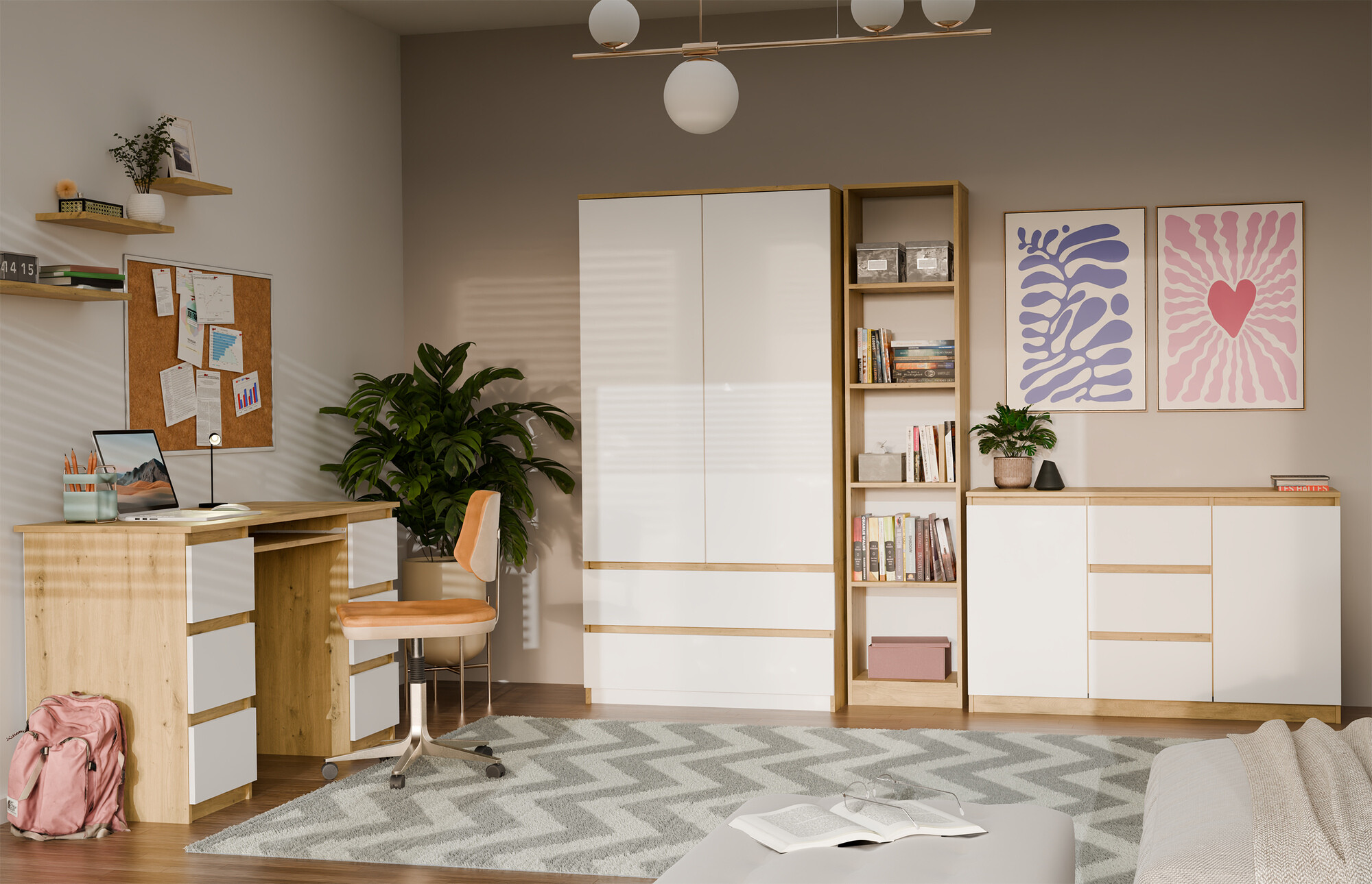 Kumode Elbvelu 112 (Balts + Artisan ozols)