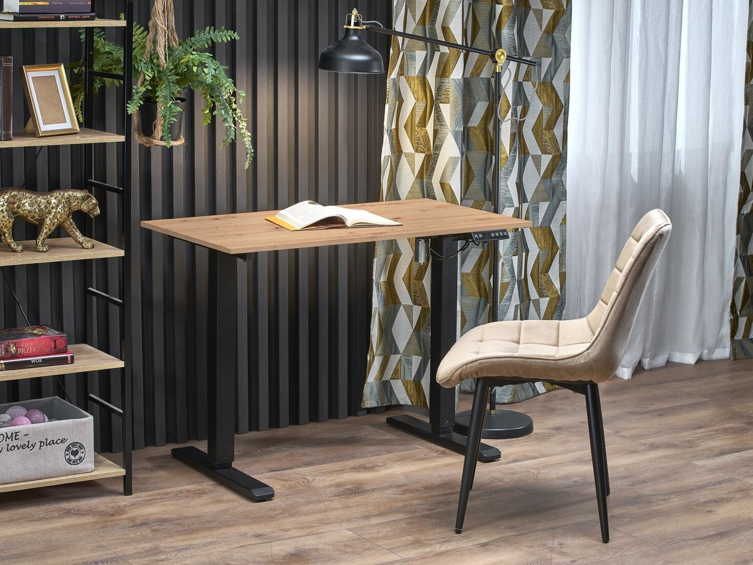 Rakstāmgalds ar regulējamu augstumu Houston 1704 (Artisan ozols + Melns)