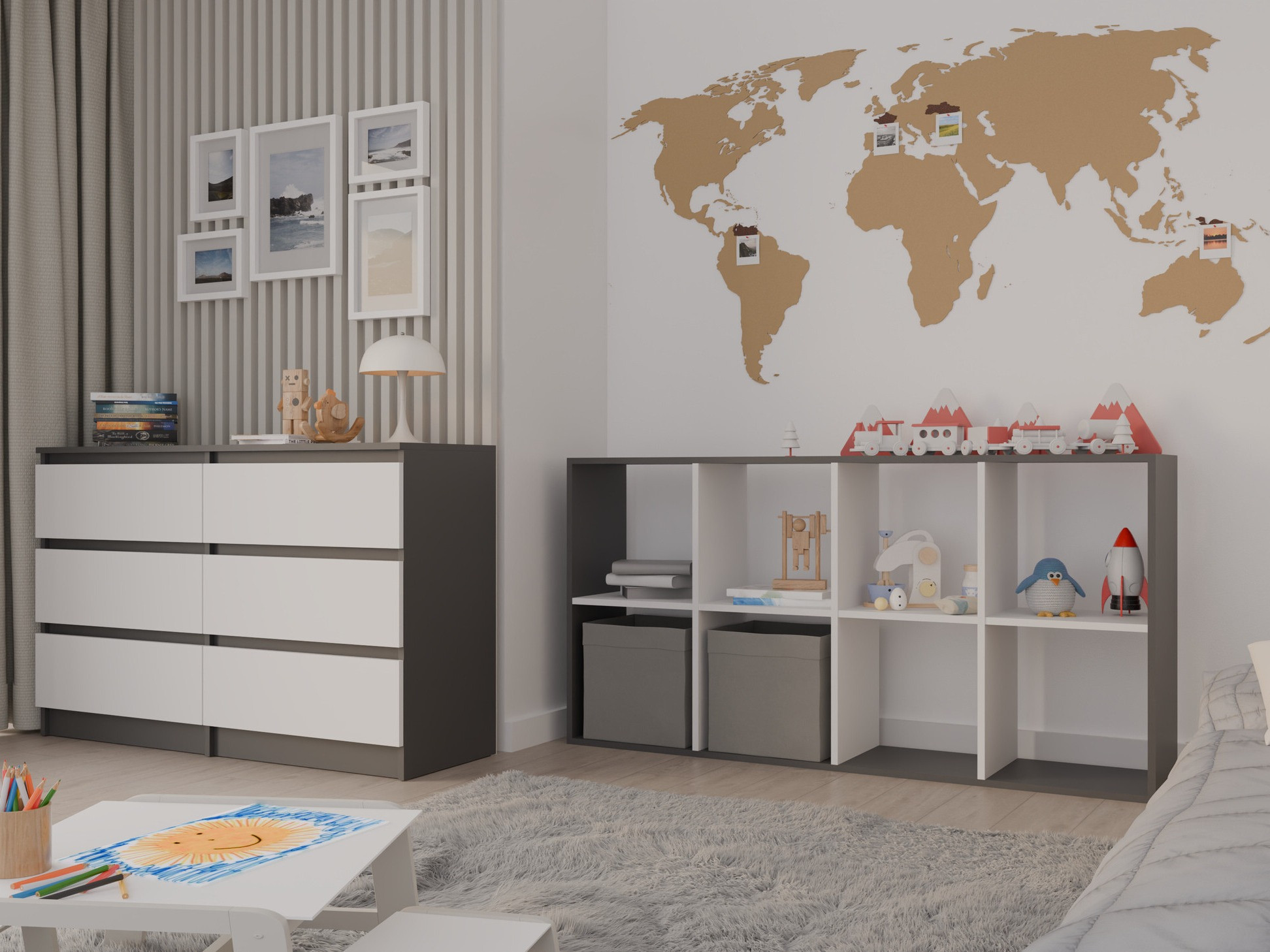 Plaukts Mandeville 288 (Balts + Antracīts)