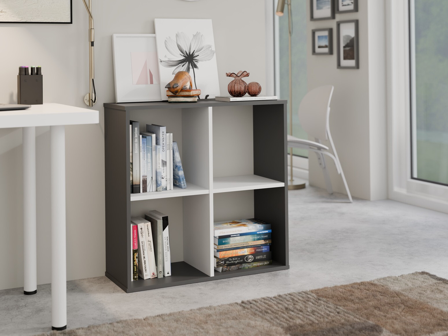 Стеллаж Mandeville 285 (Белый + Антрацит)