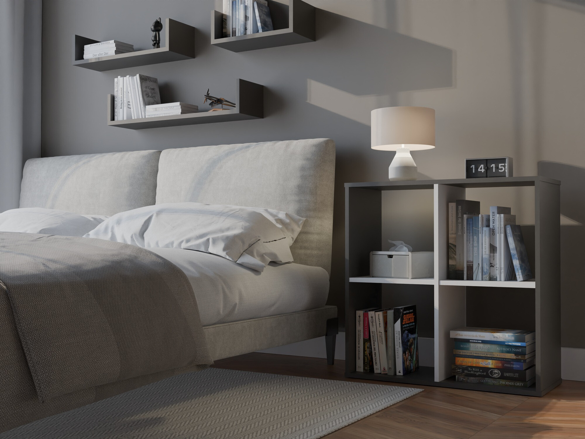 Стеллаж Mandeville 285 (Белый + Антрацит)