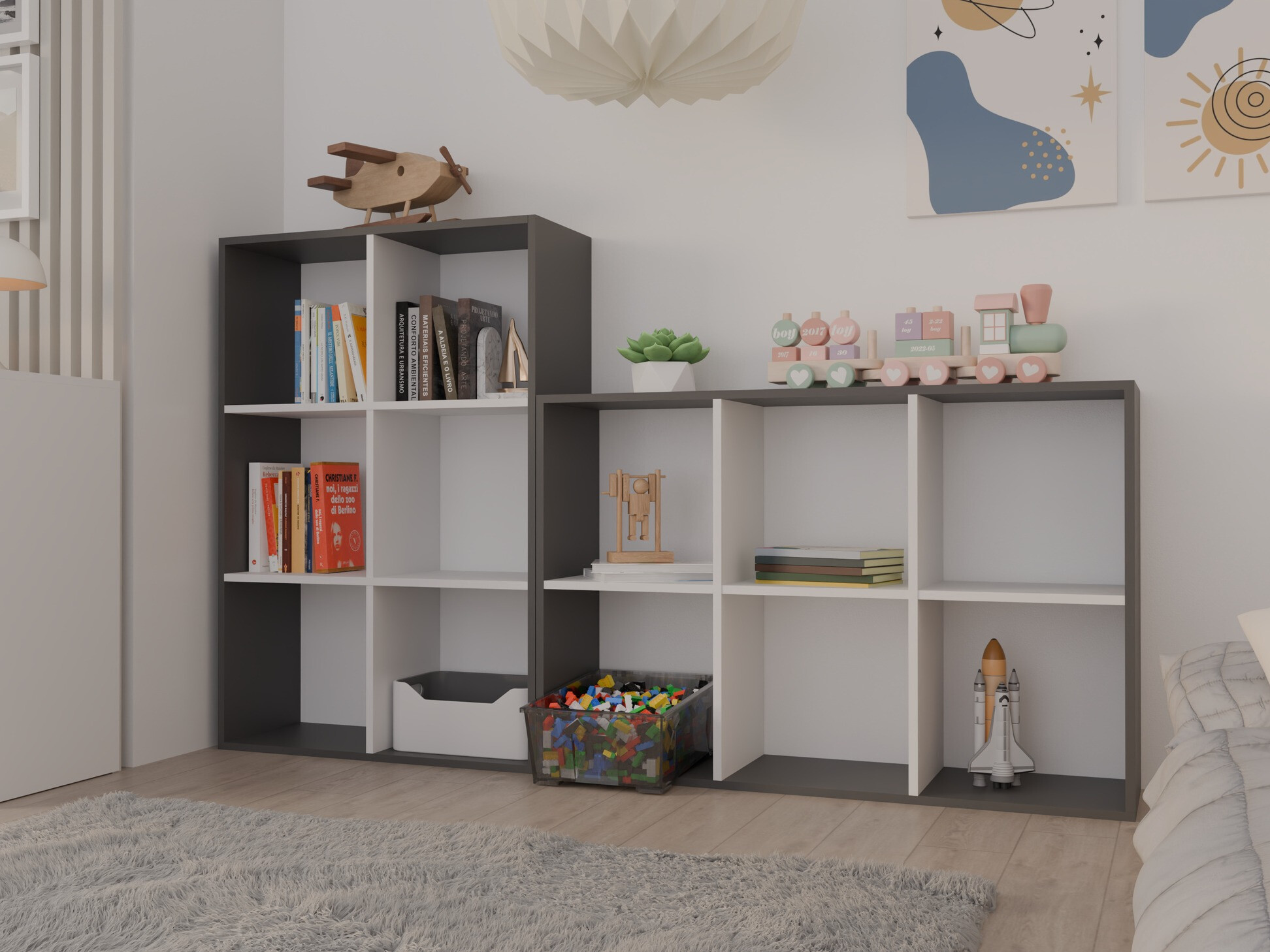 Стеллаж Mandeville 287 (Белый + Антрацит)