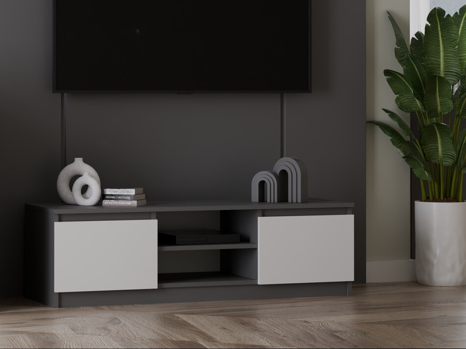 TV galds Elbvelu 123 (Antracīts + Balts)