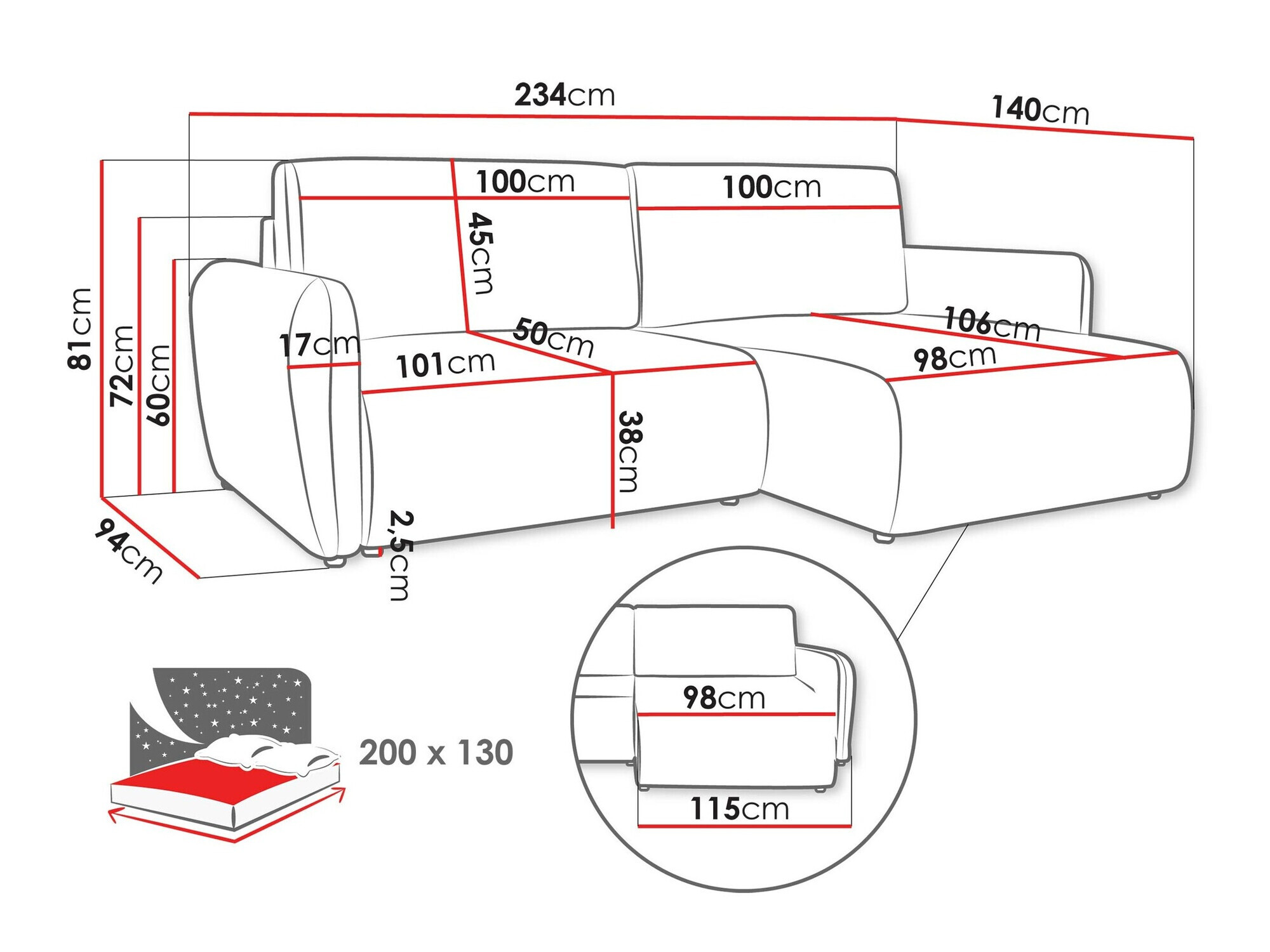 Stūra dīvāns Temple 131 (Cruz 63)