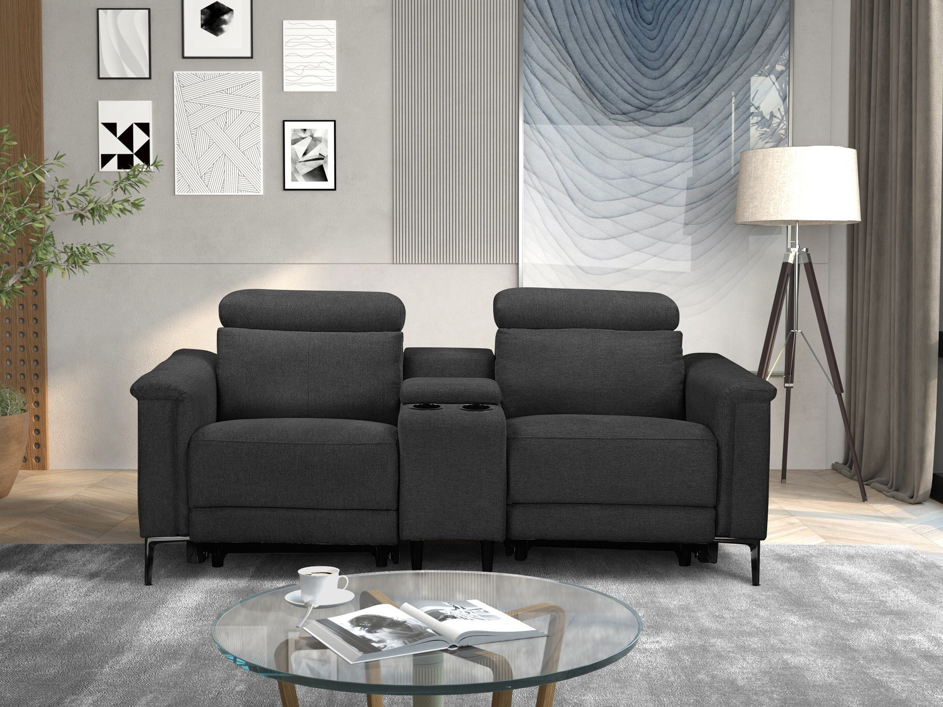 Dīvāns reglainer Denton 1467 (Antracīts)