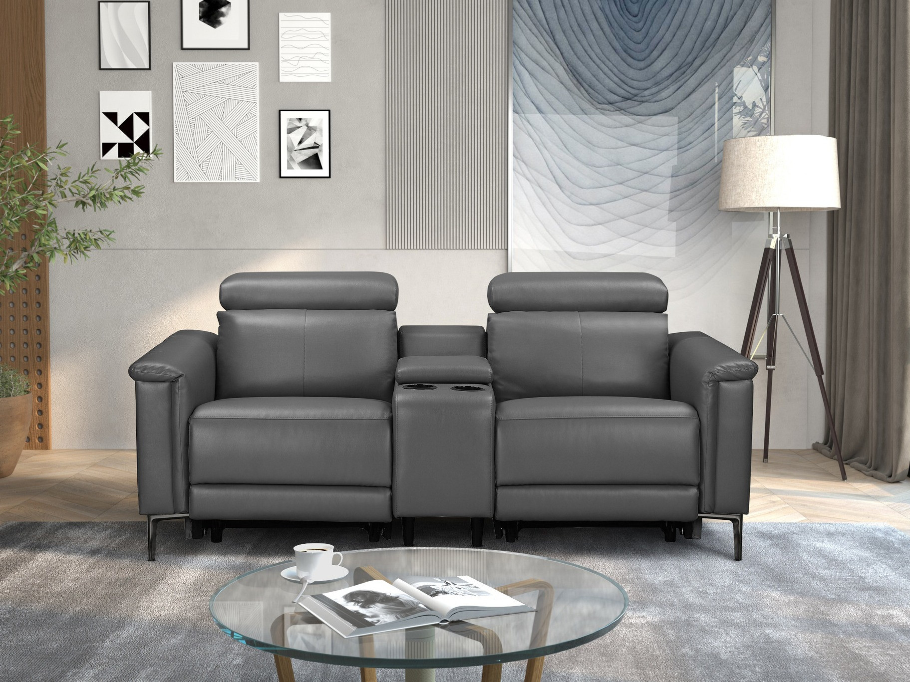 Dīvāns reglainer Denton 1467 (Tumši pelēks)