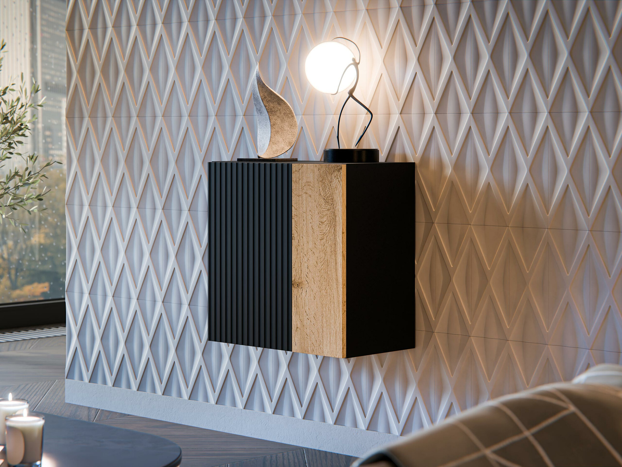 Piekarams skapītis Calveru 104 (Melns + Votan ozols)