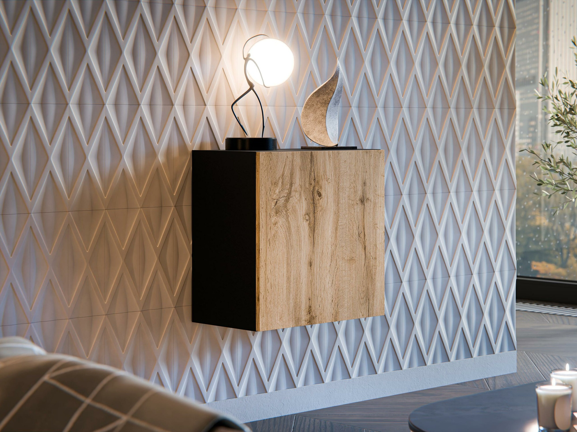 Piekarams skapītis Species (Melns + Votan ozols)