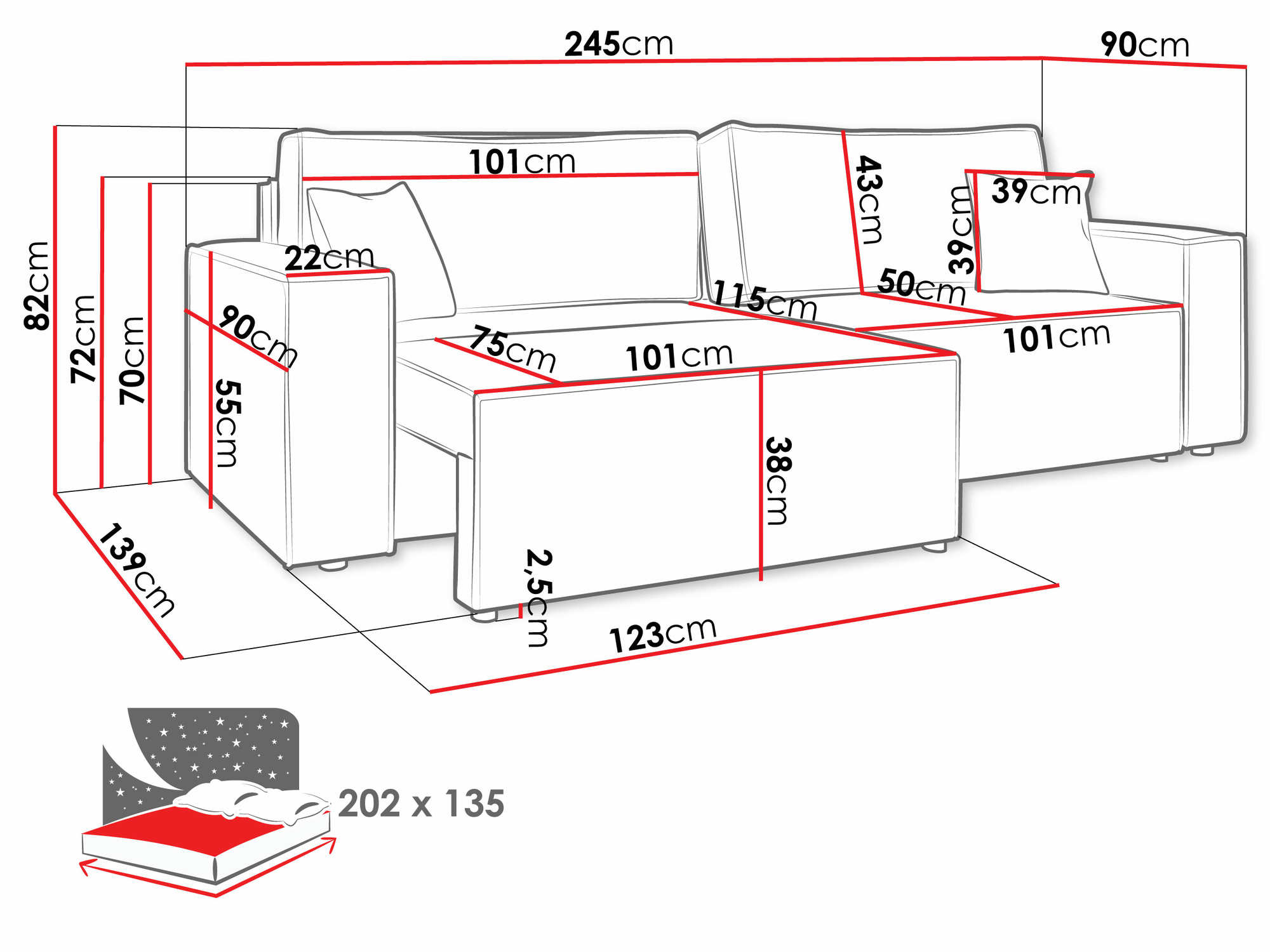 Диван-кровать Shelton 106 (Lima 46)