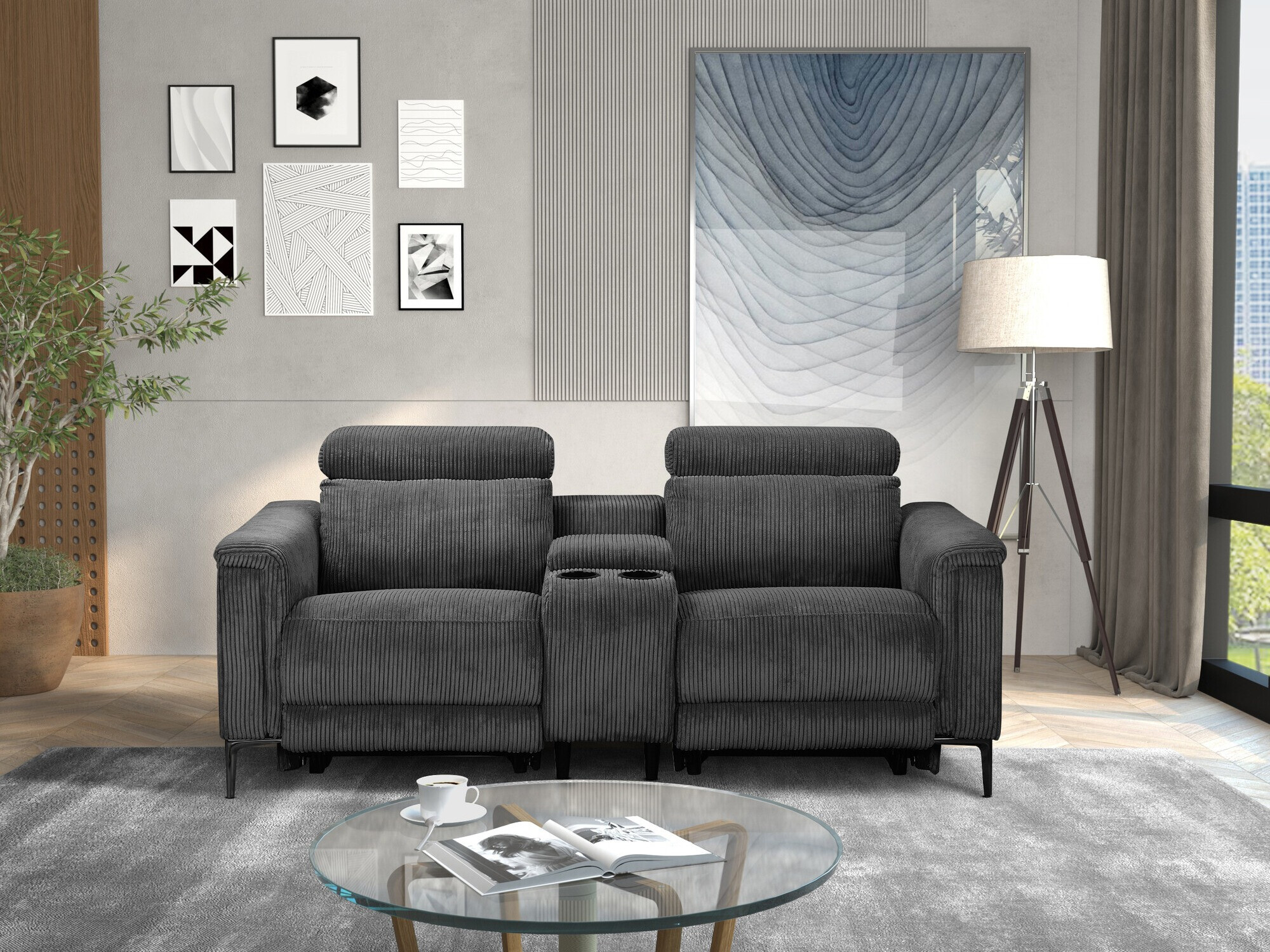 Dīvāns reglainer Denton 1468 (Antracīts)