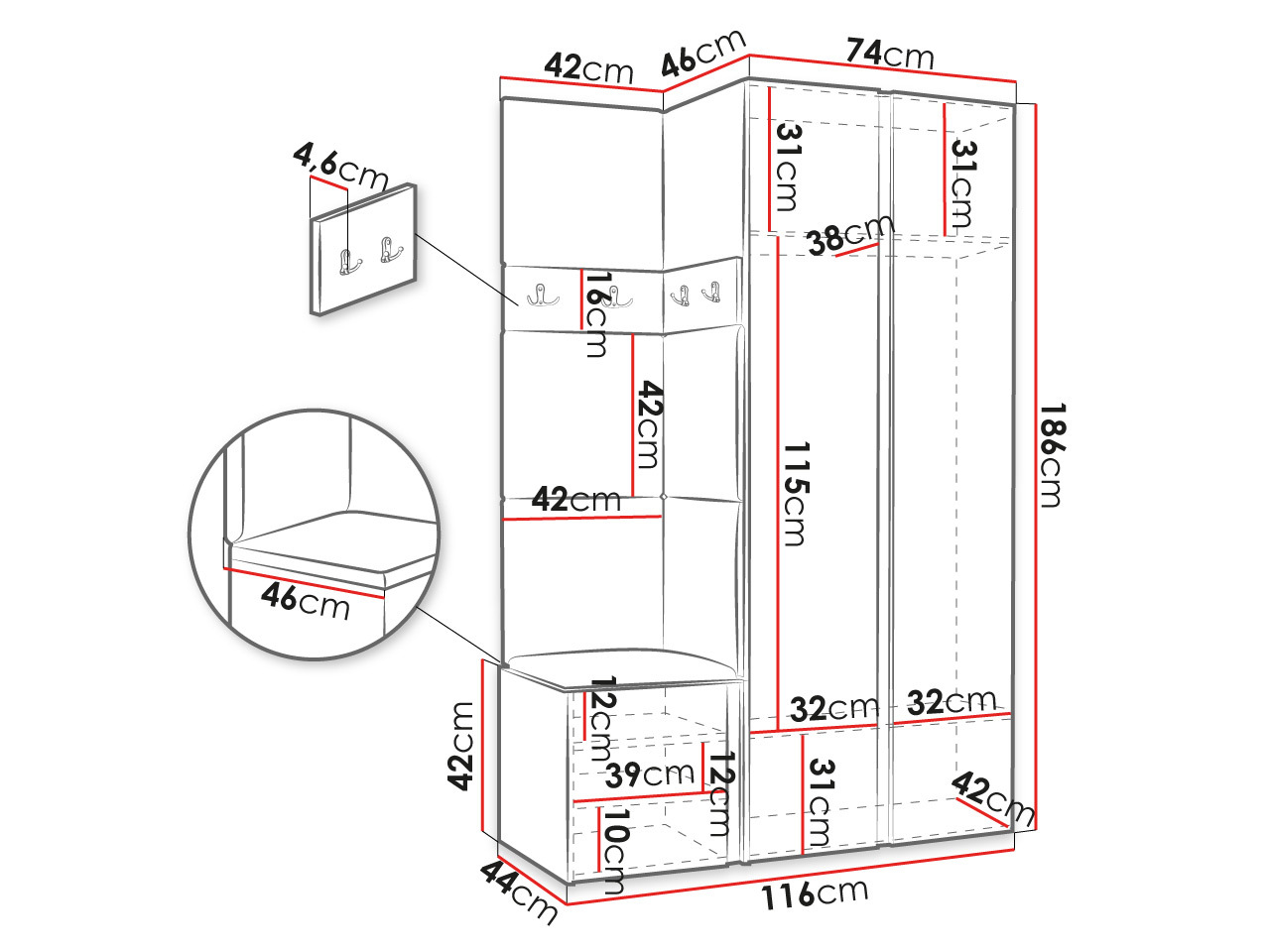 Прихожая Hartford 350 (Белый)