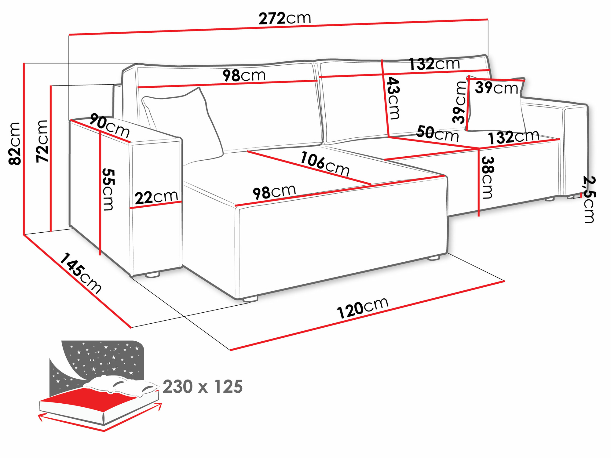 Угловой диван Shelton 107 (Lima 27)