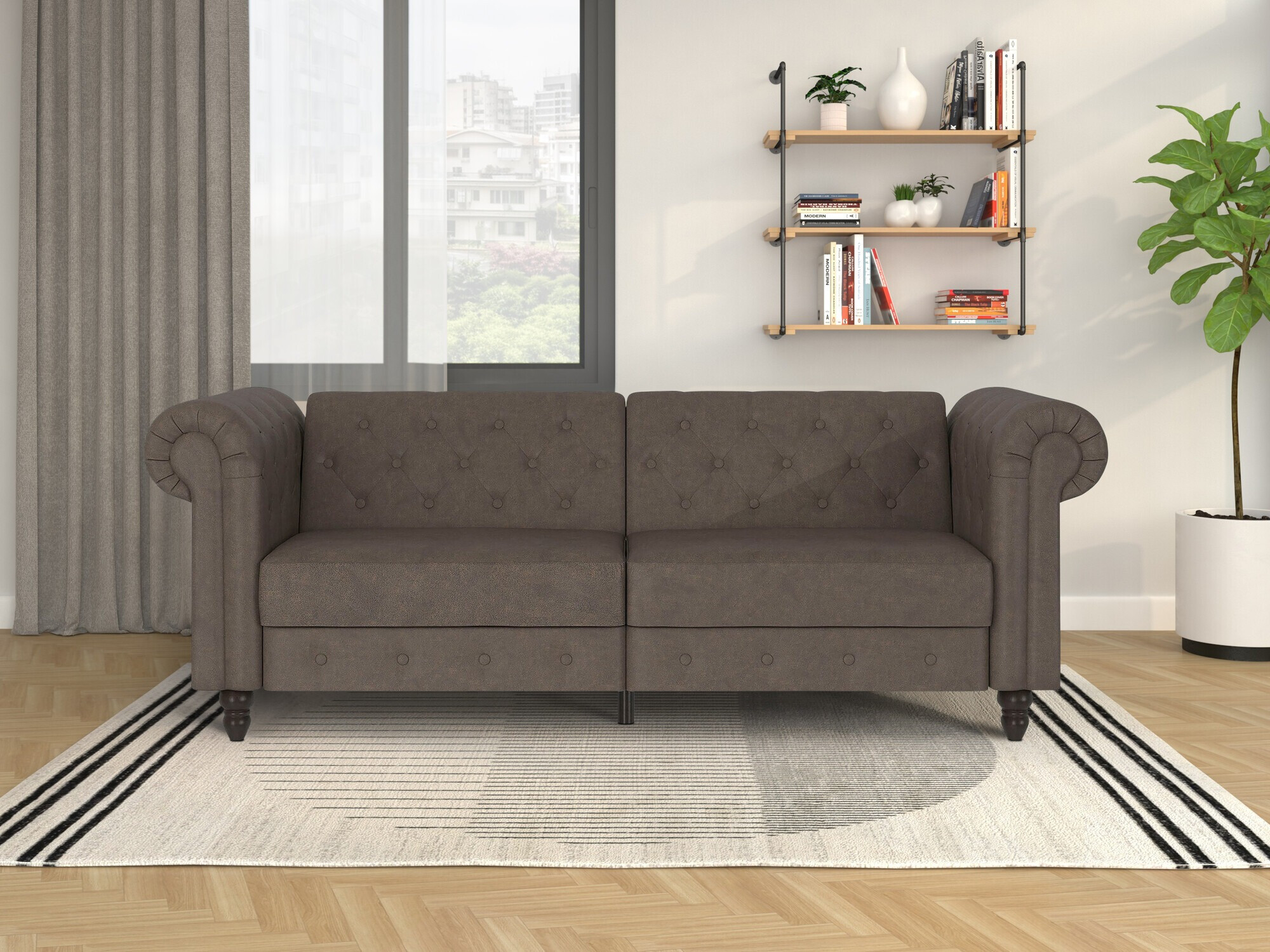 Chesterfield dīvāns Tulsa 217 (Tumši brūns)