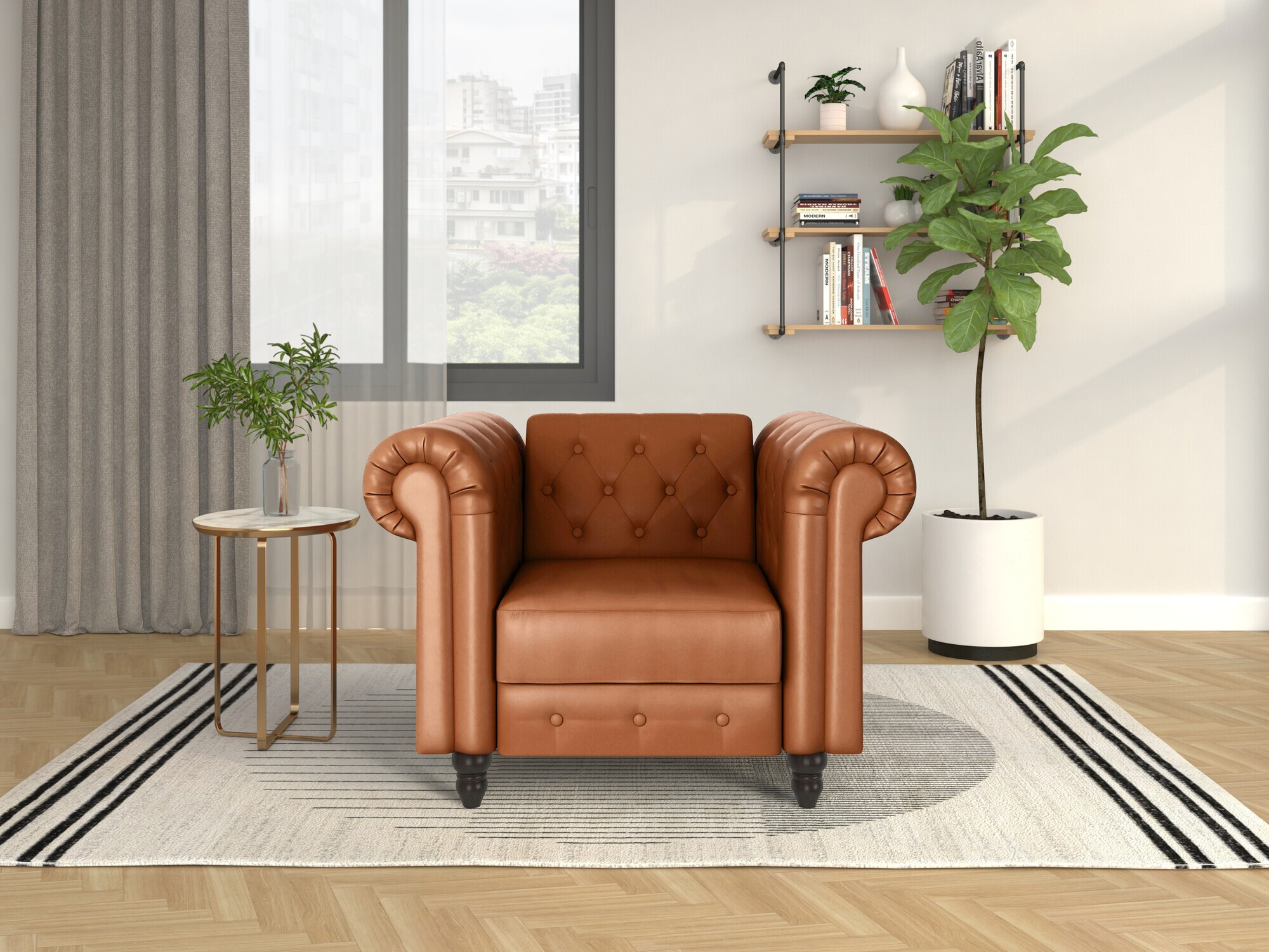Chesterfield krēsls Tulsa 630 (Gaiši brūns)