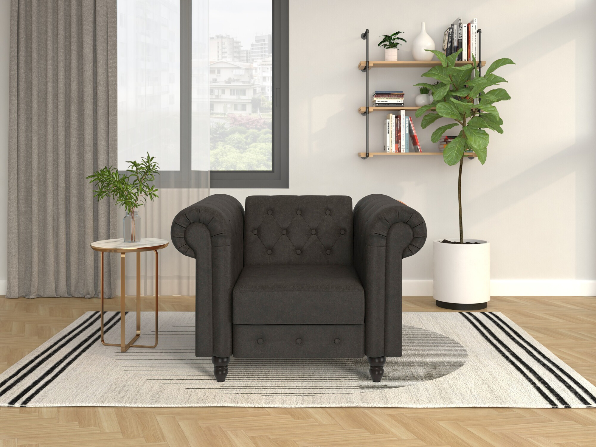 Chesterfield krēsls Tulsa 630 (Tumši brūns)