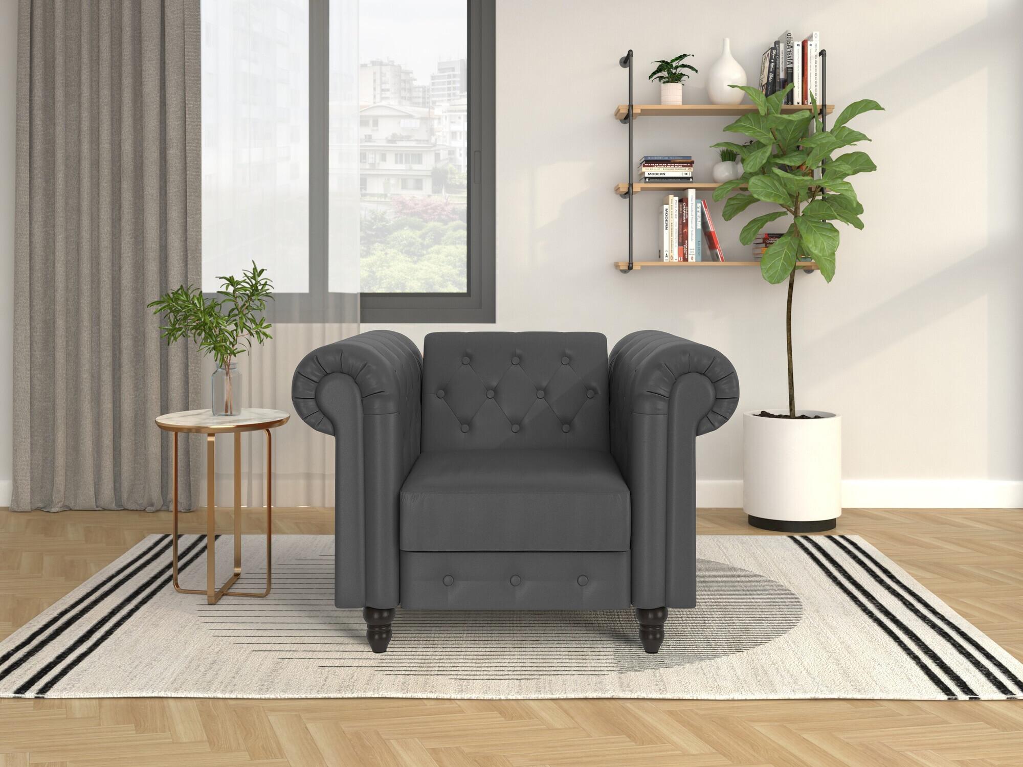 Chesterfield krēsls Tulsa 630 (Tumši pelēks)